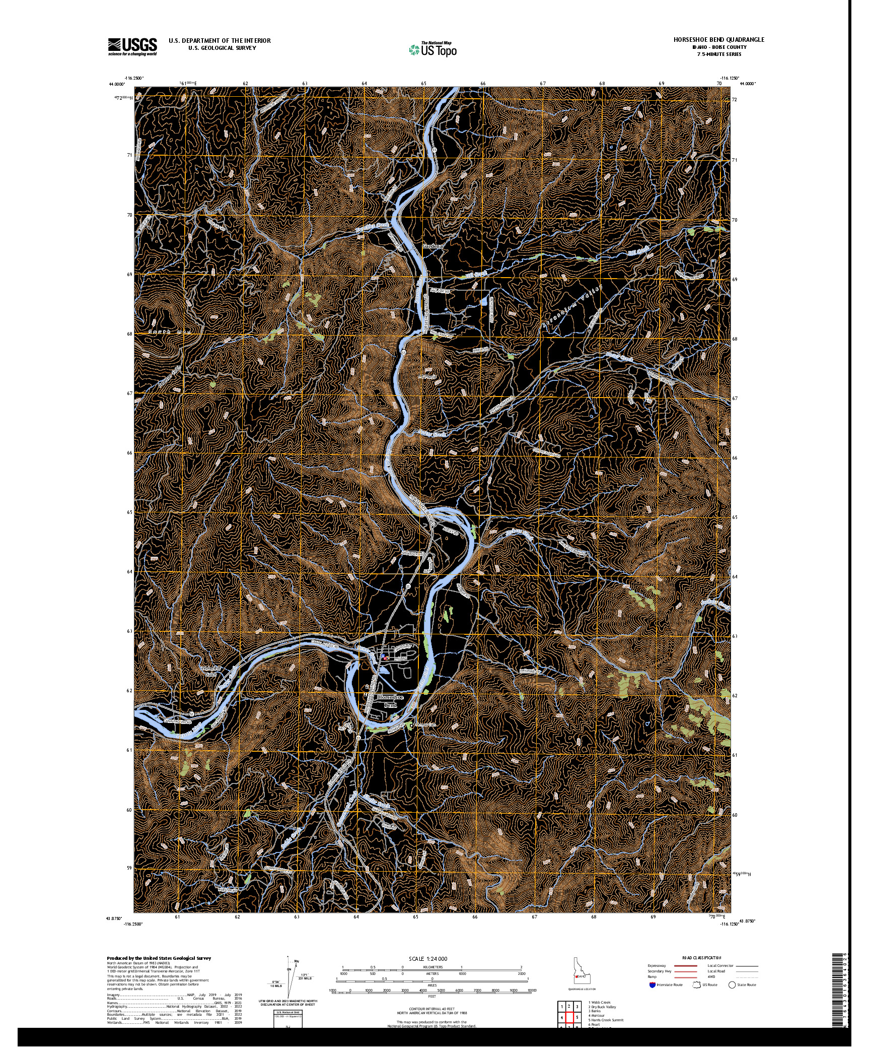 US TOPO 7.5-MINUTE MAP FOR HORSESHOE BEND, ID
