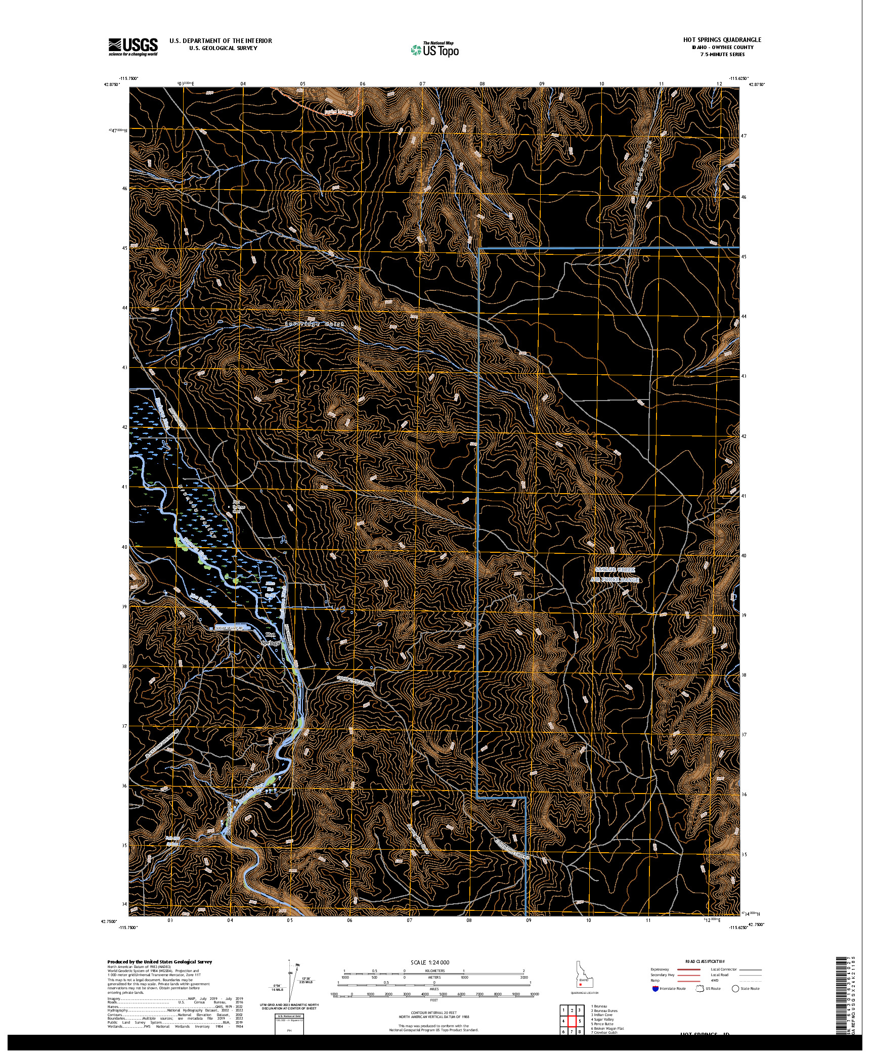 US TOPO 7.5-MINUTE MAP FOR HOT SPRINGS, ID