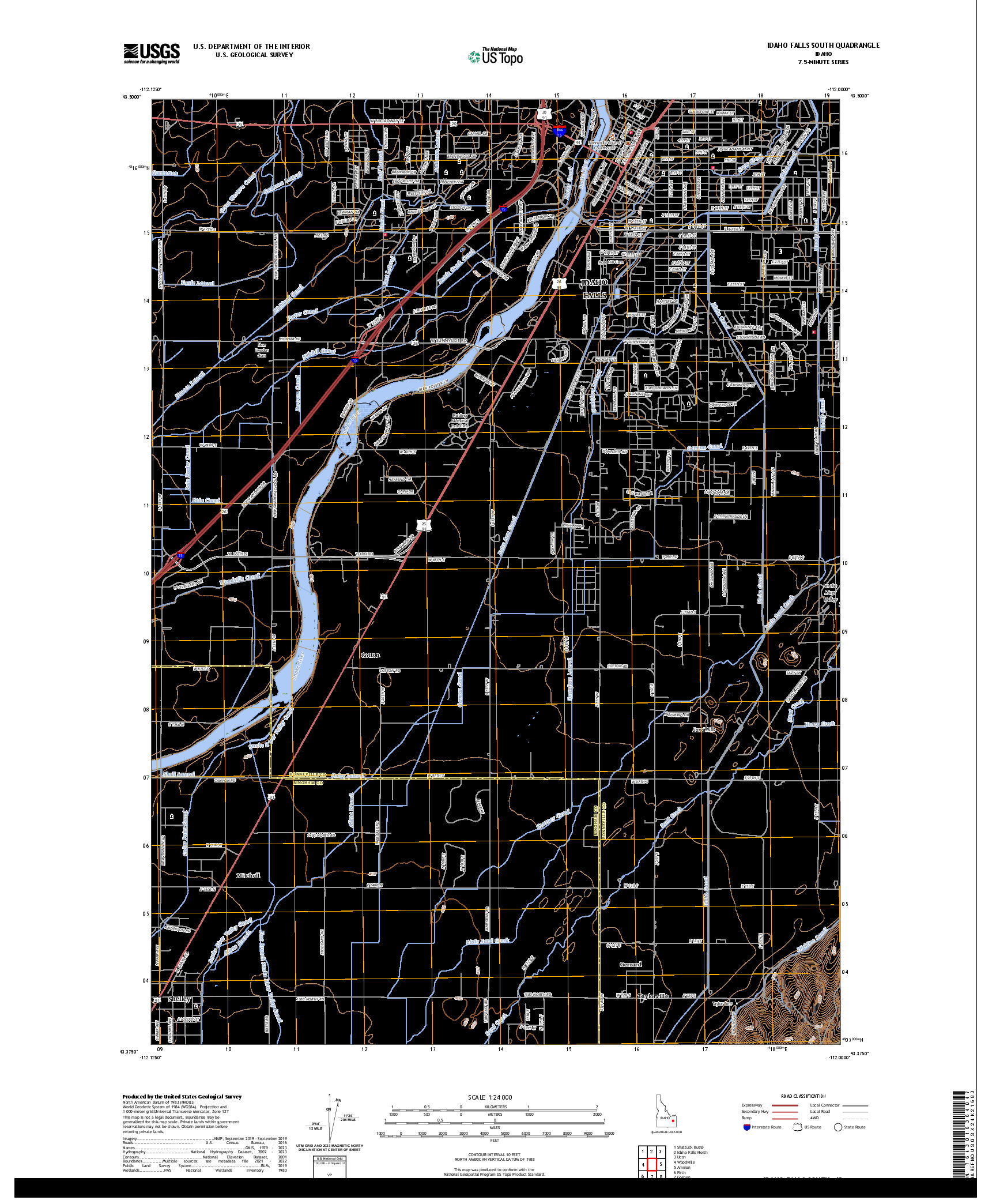 US TOPO 7.5-MINUTE MAP FOR IDAHO FALLS SOUTH, ID