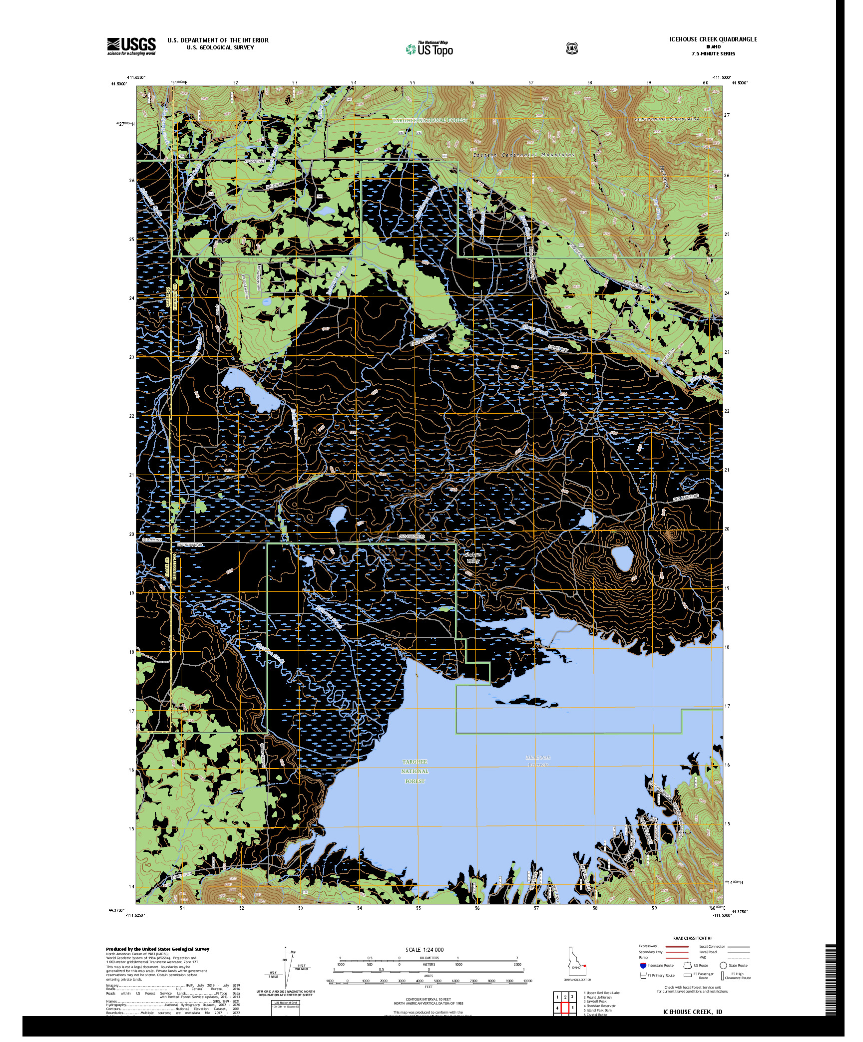 US TOPO 7.5-MINUTE MAP FOR ICEHOUSE CREEK, ID