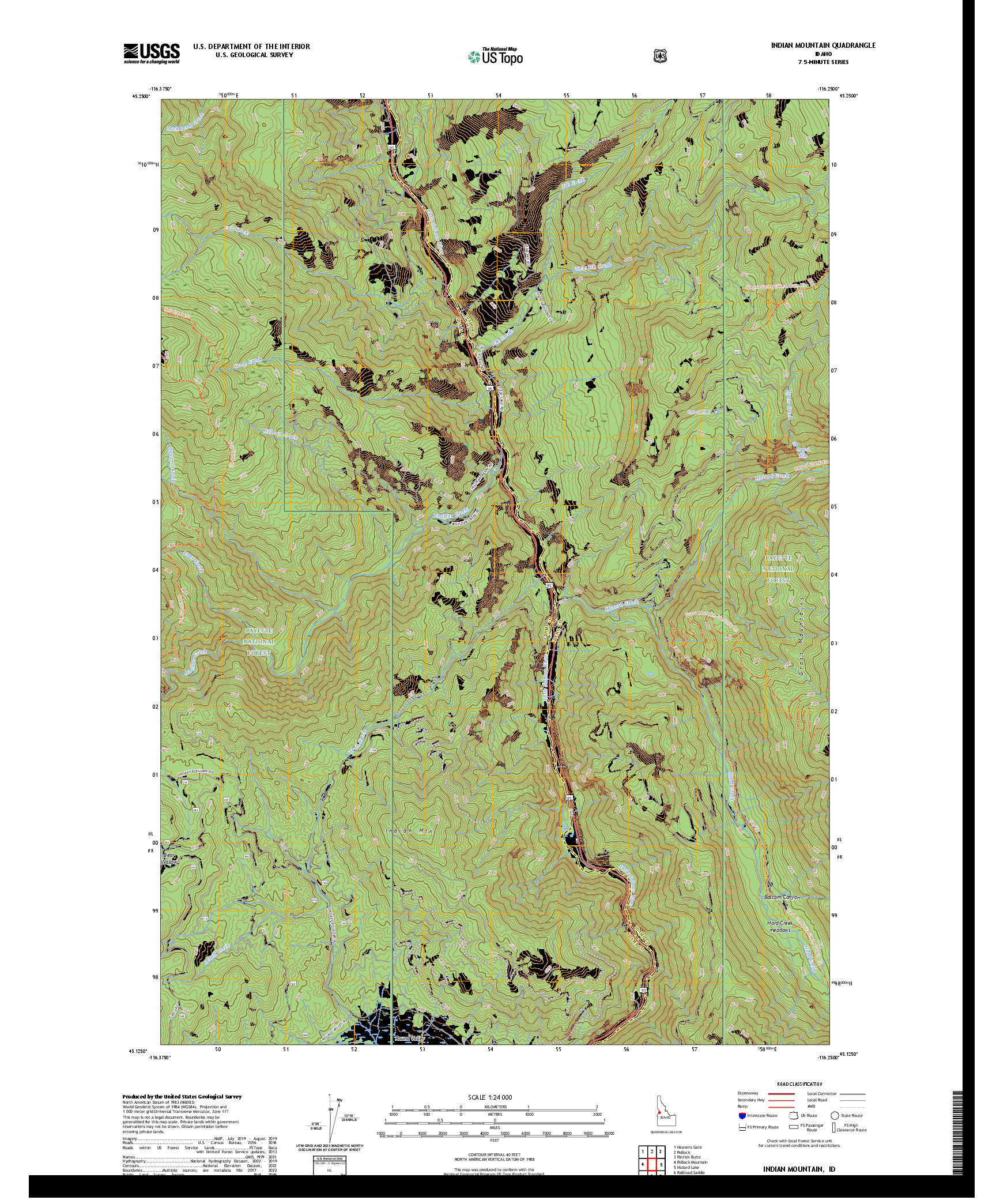 US TOPO 7.5-MINUTE MAP FOR INDIAN MOUNTAIN, ID