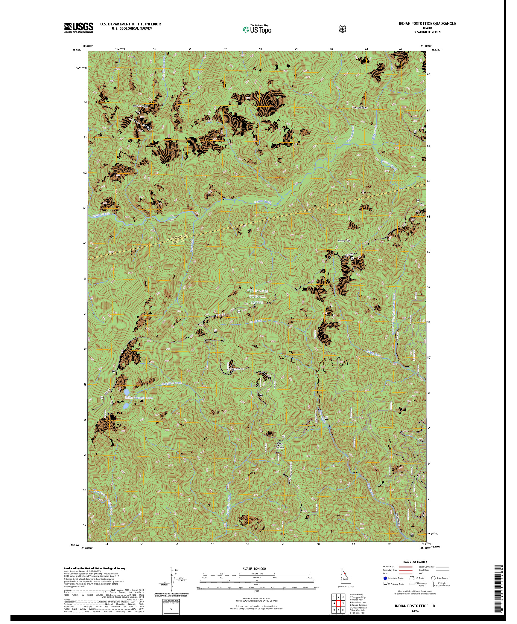 US TOPO 7.5-MINUTE MAP FOR INDIAN POSTOFFICE, ID