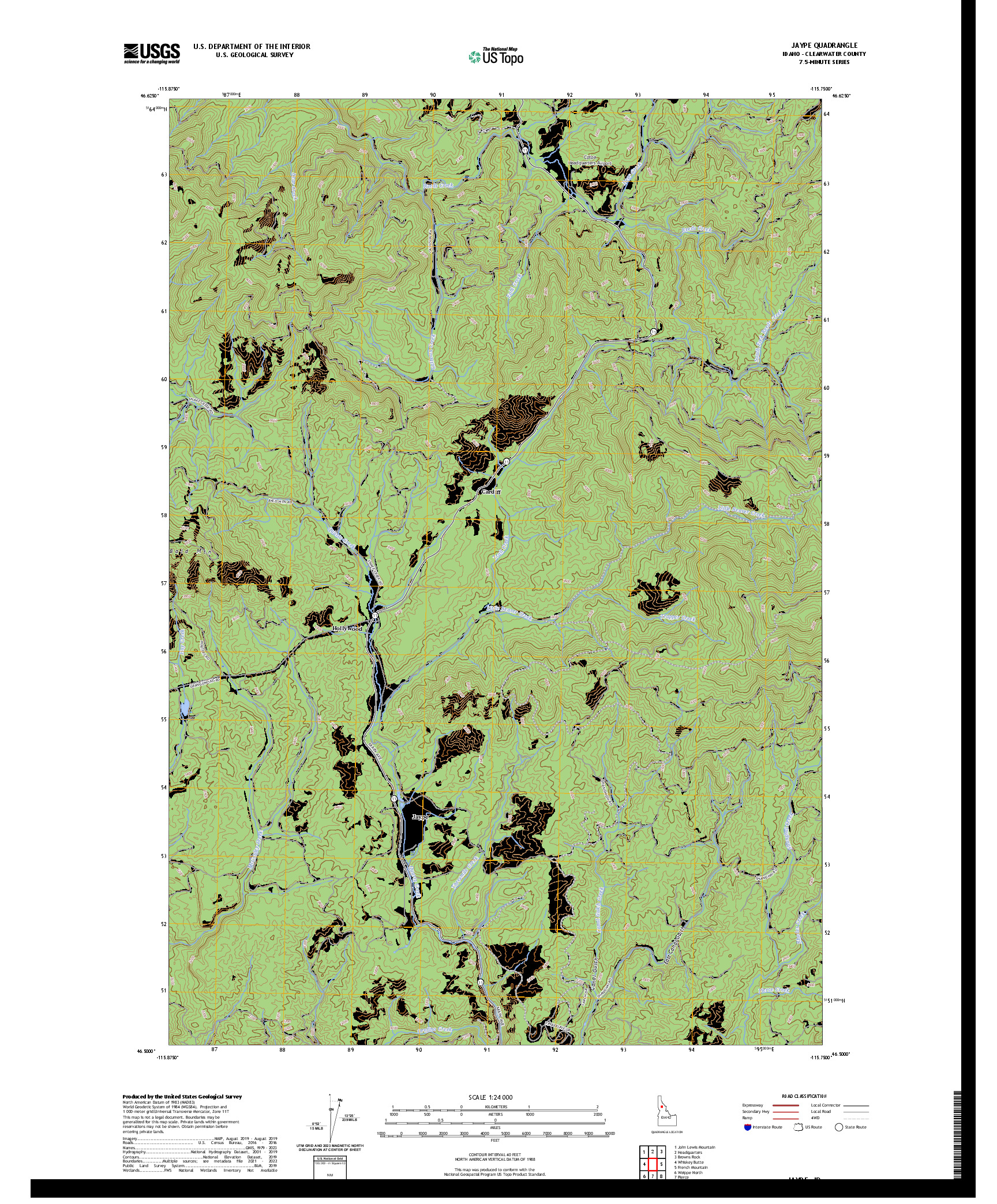 US TOPO 7.5-MINUTE MAP FOR JAYPE, ID