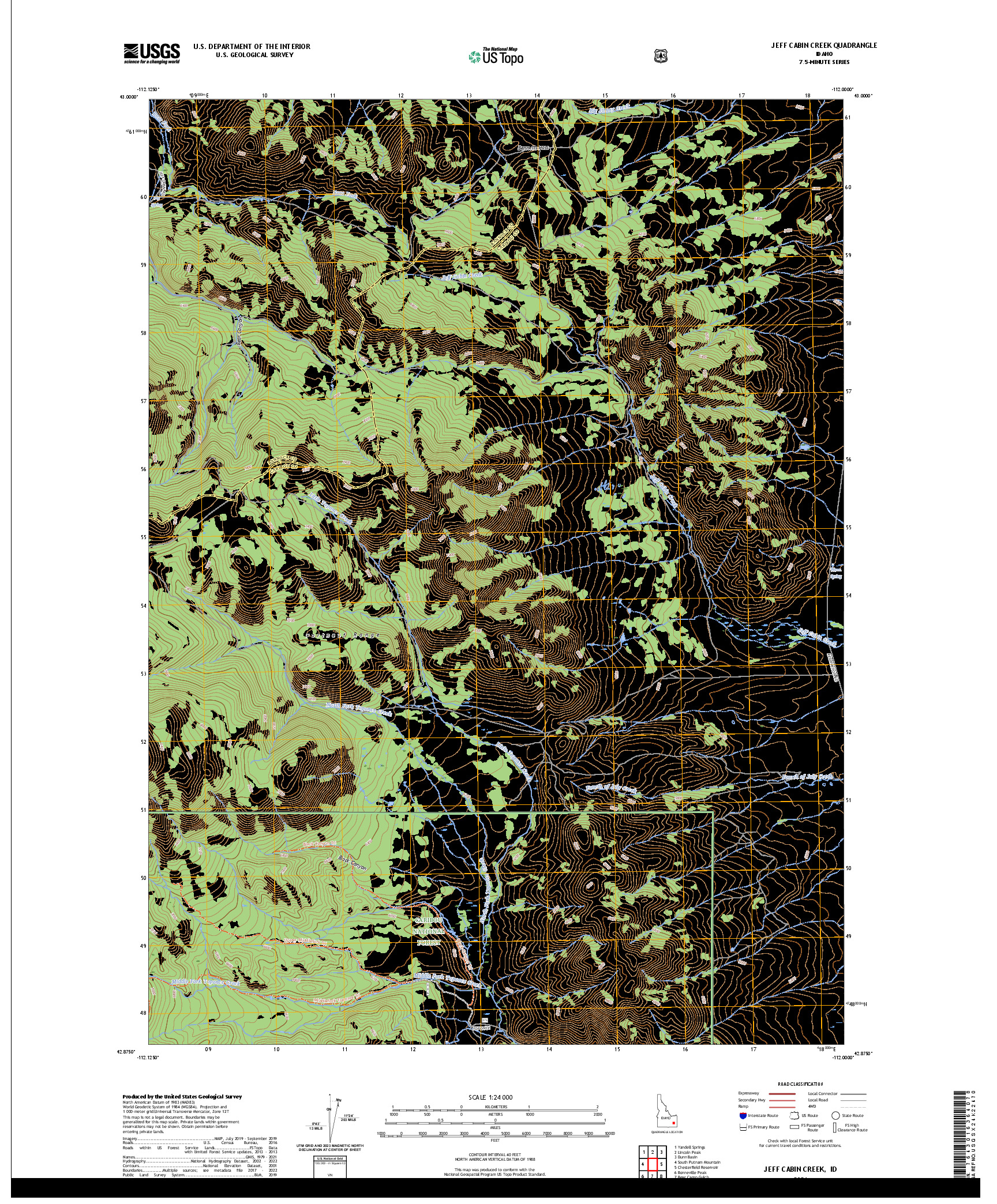 US TOPO 7.5-MINUTE MAP FOR JEFF CABIN CREEK, ID