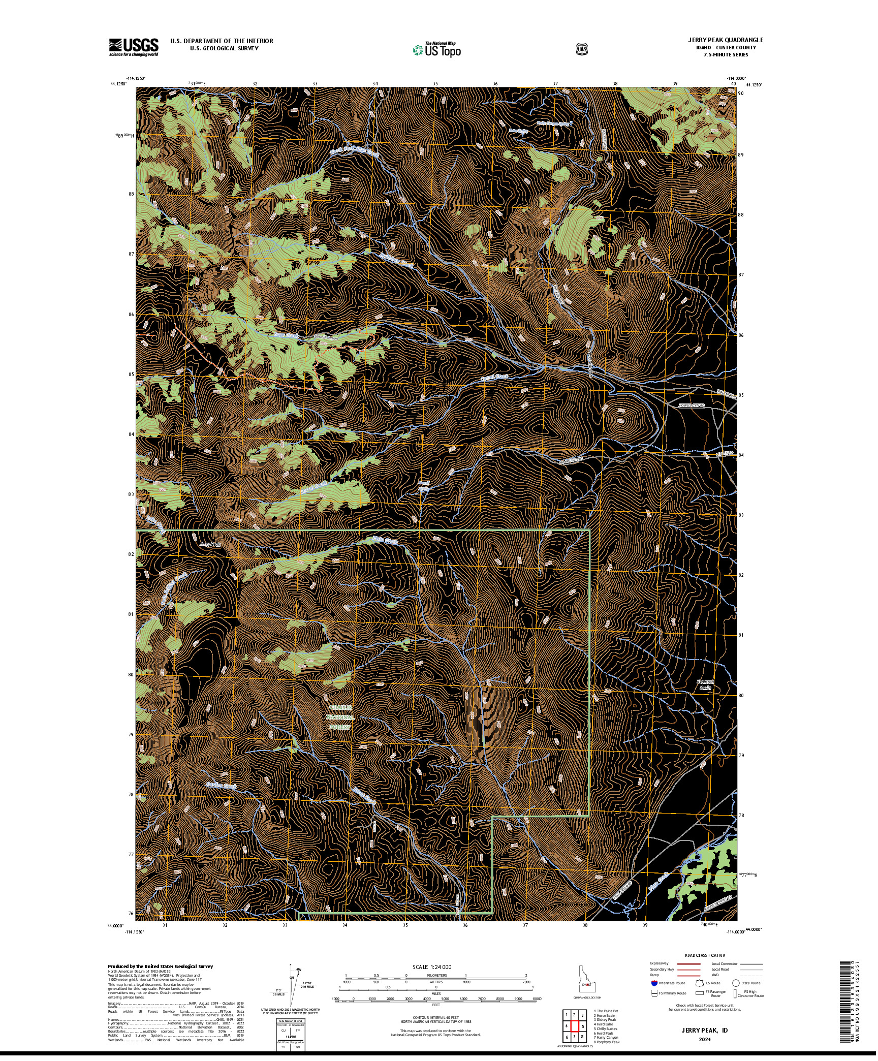 US TOPO 7.5-MINUTE MAP FOR JERRY PEAK, ID