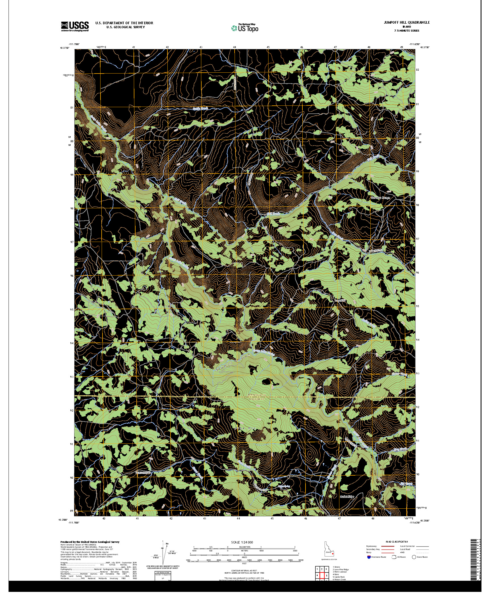 US TOPO 7.5-MINUTE MAP FOR JUMPOFF HILL, ID