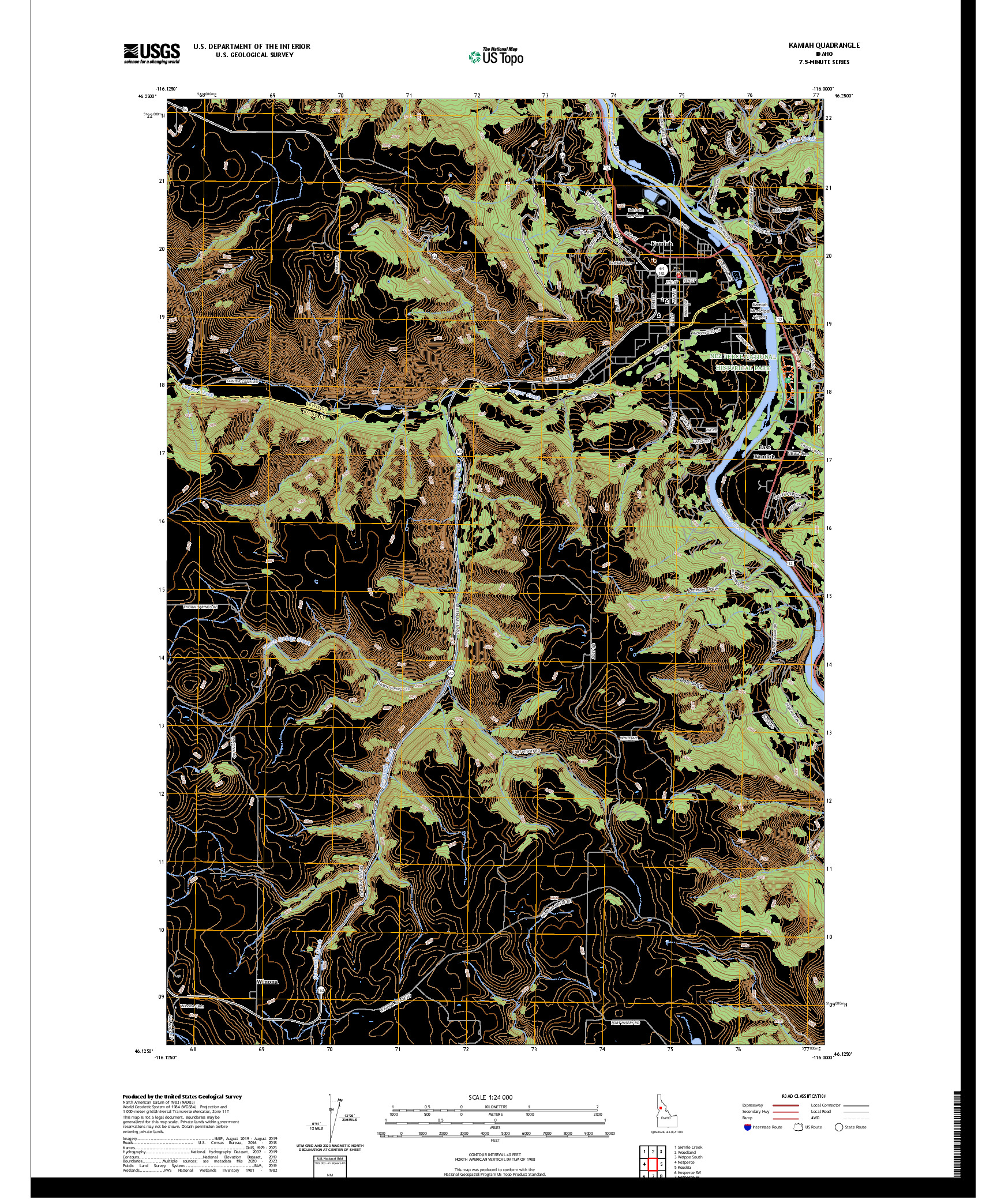 US TOPO 7.5-MINUTE MAP FOR KAMIAH, ID