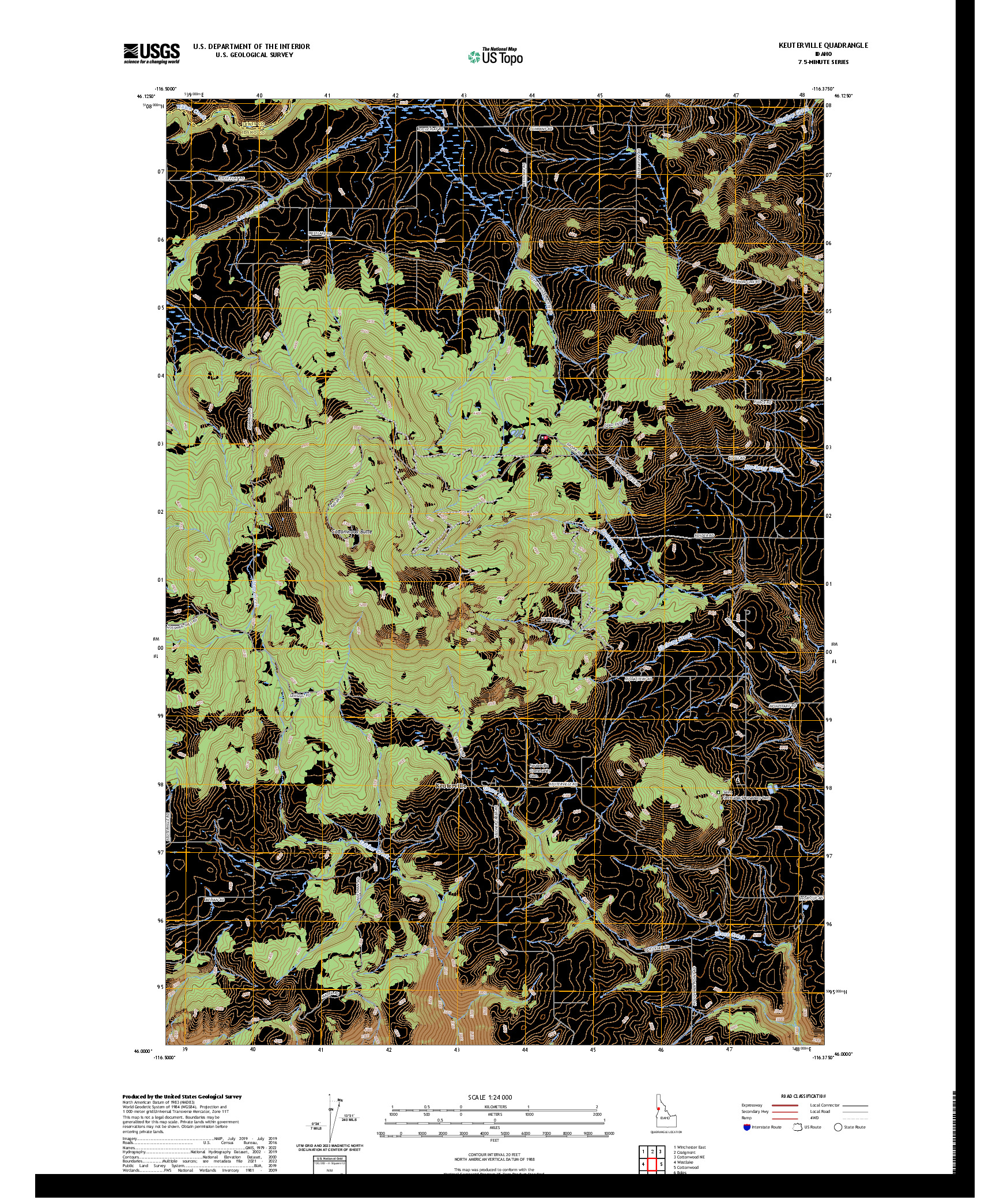 US TOPO 7.5-MINUTE MAP FOR KEUTERVILLE, ID