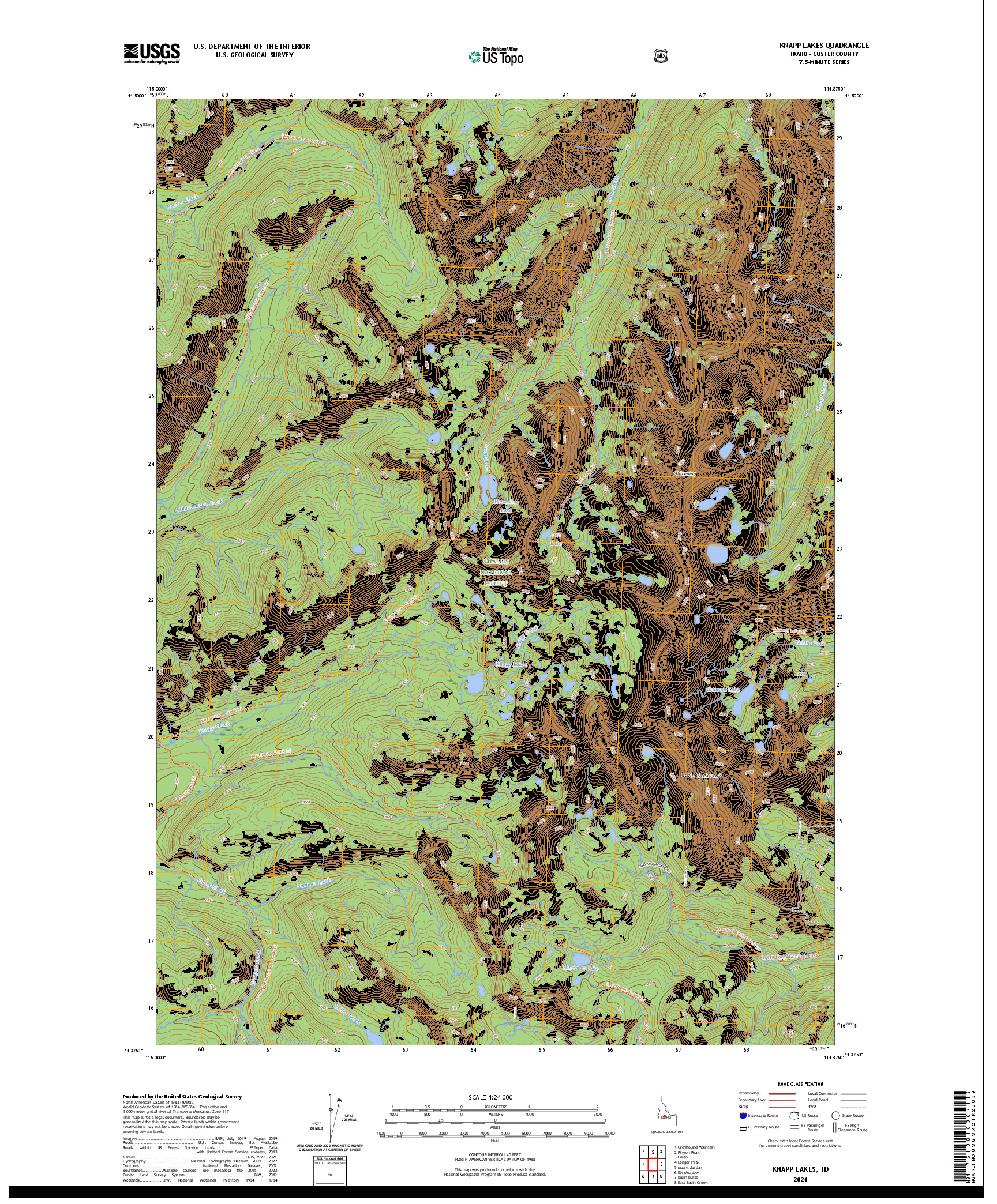 US TOPO 7.5-MINUTE MAP FOR KNAPP LAKES, ID