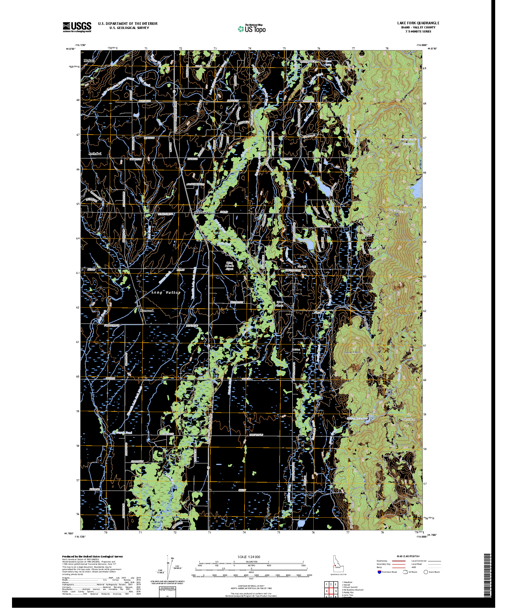 US TOPO 7.5-MINUTE MAP FOR LAKE FORK, ID