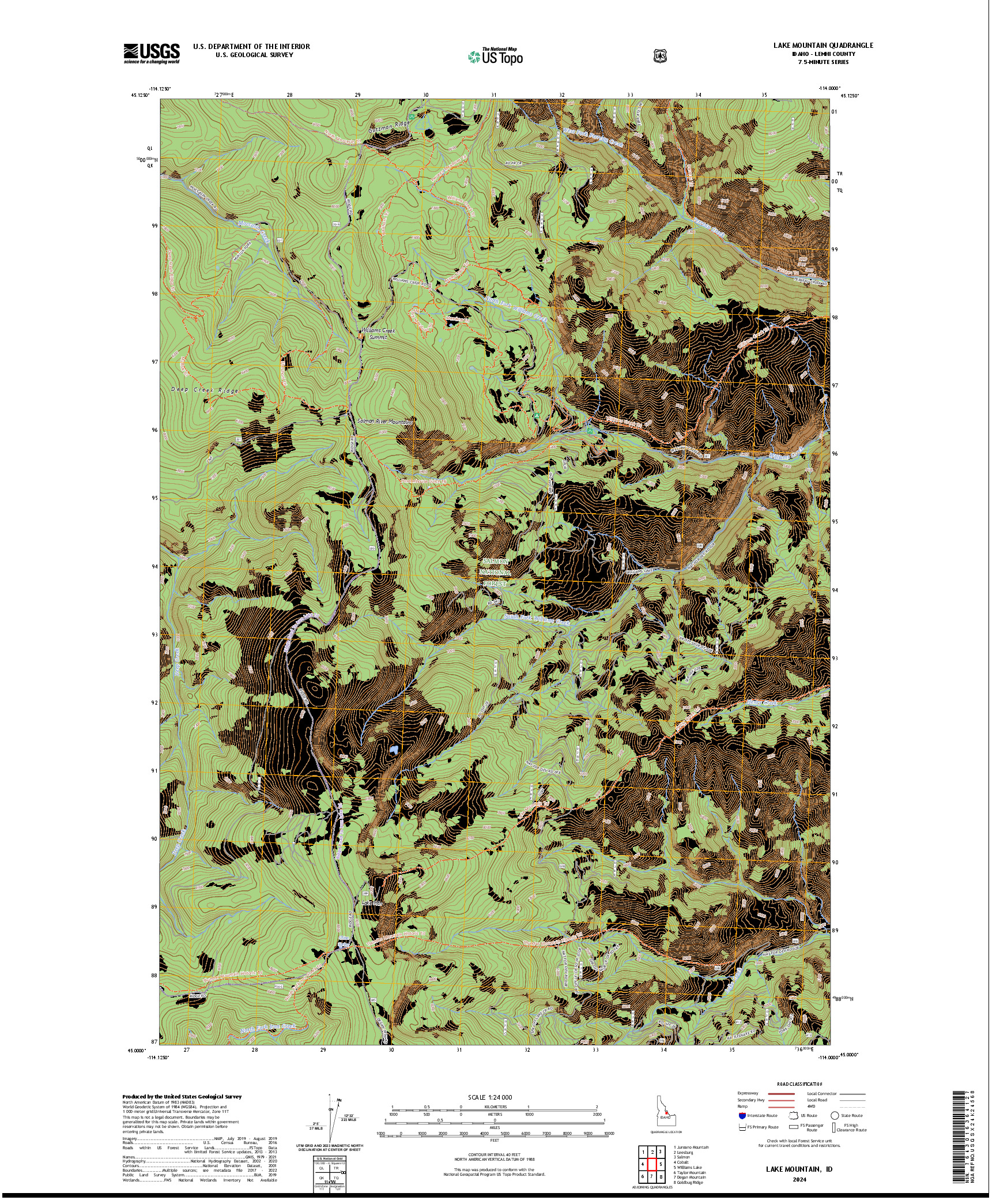 US TOPO 7.5-MINUTE MAP FOR LAKE MOUNTAIN, ID