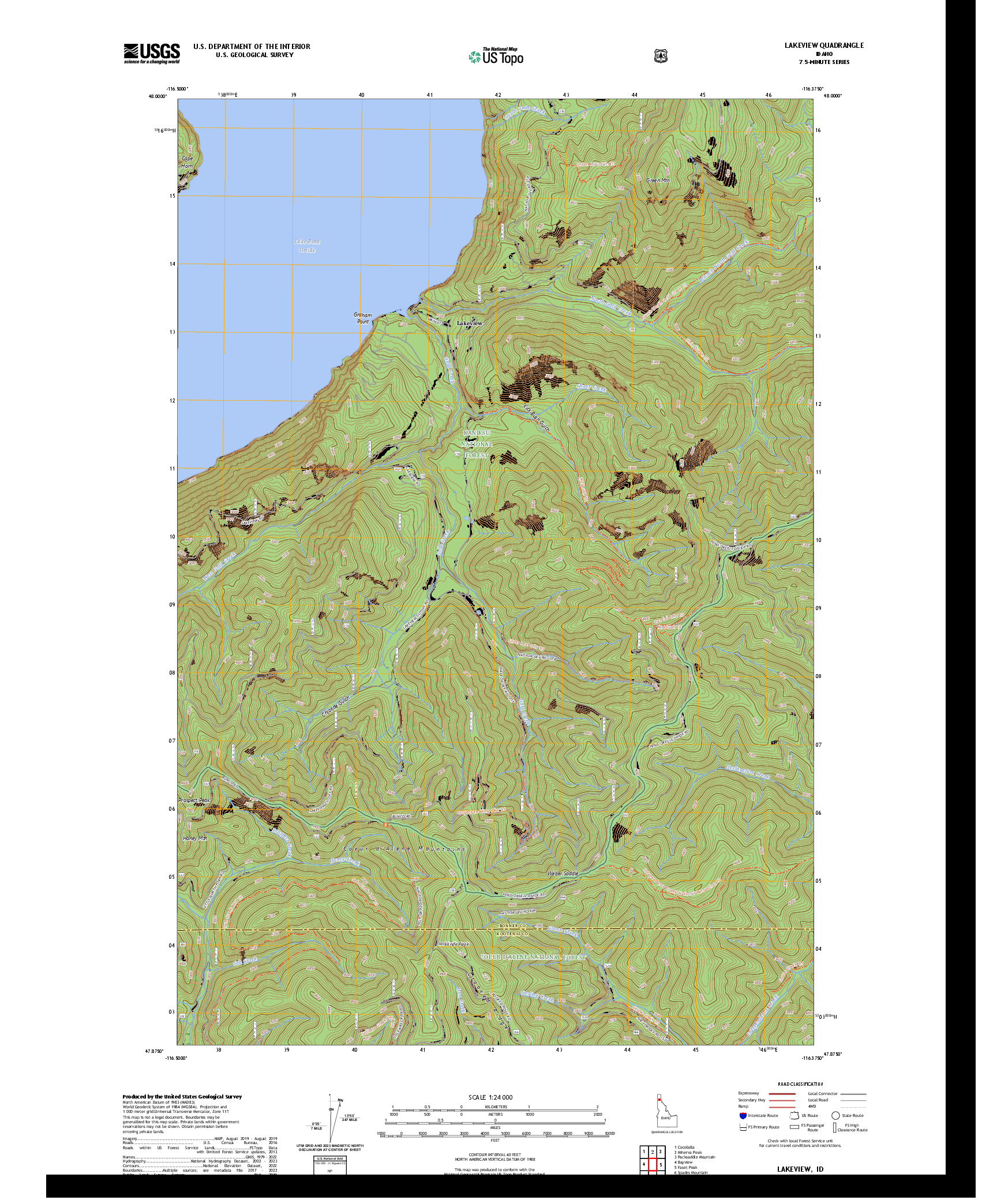 US TOPO 7.5-MINUTE MAP FOR LAKEVIEW, ID