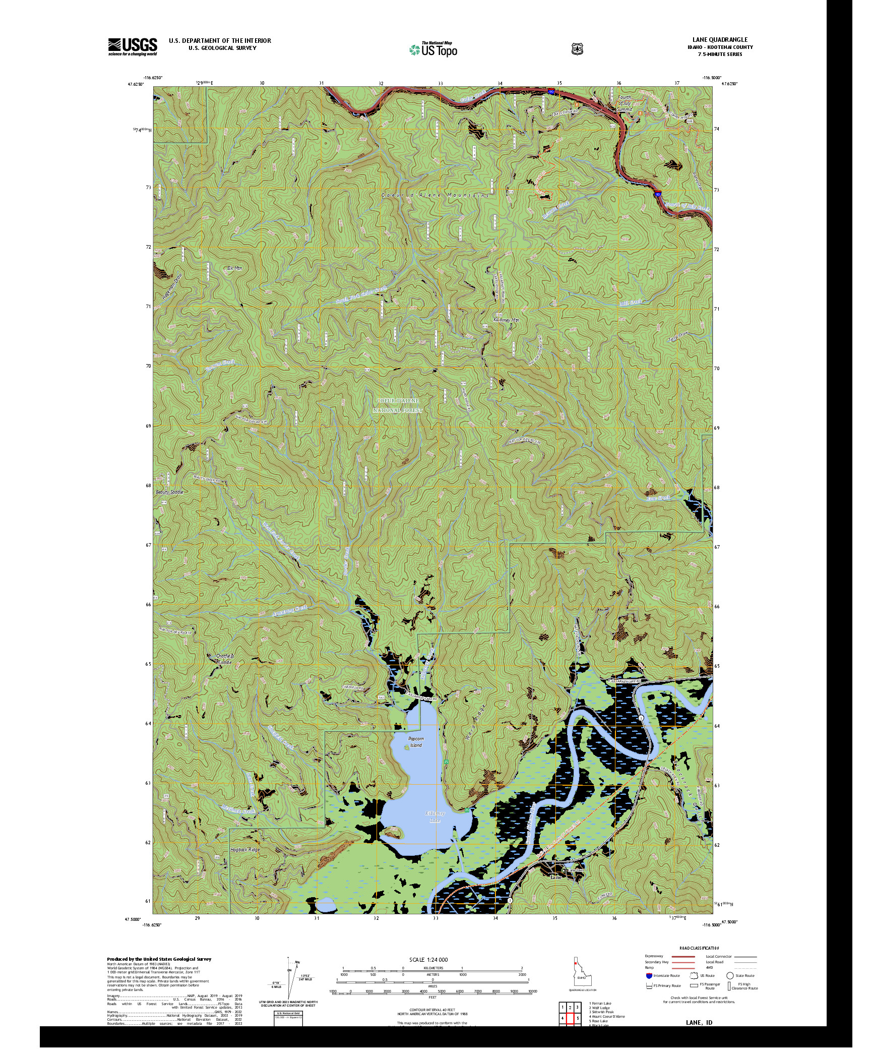 US TOPO 7.5-MINUTE MAP FOR LANE, ID