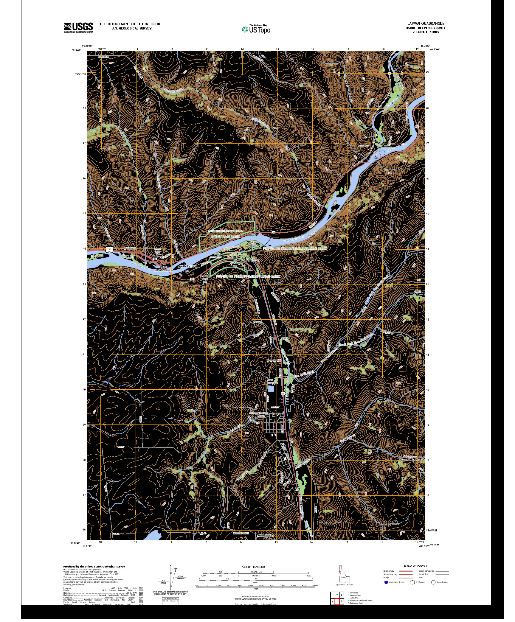 US TOPO 7.5-MINUTE MAP FOR LAPWAI, ID