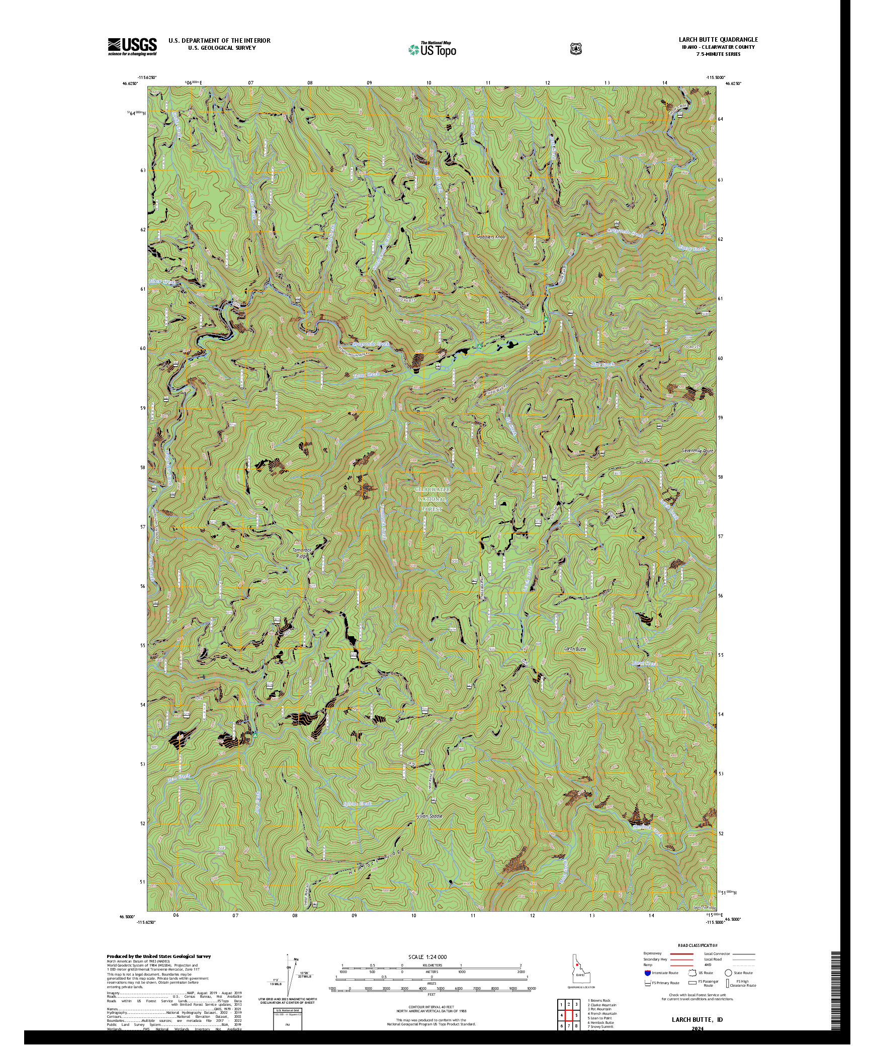 US TOPO 7.5-MINUTE MAP FOR LARCH BUTTE, ID