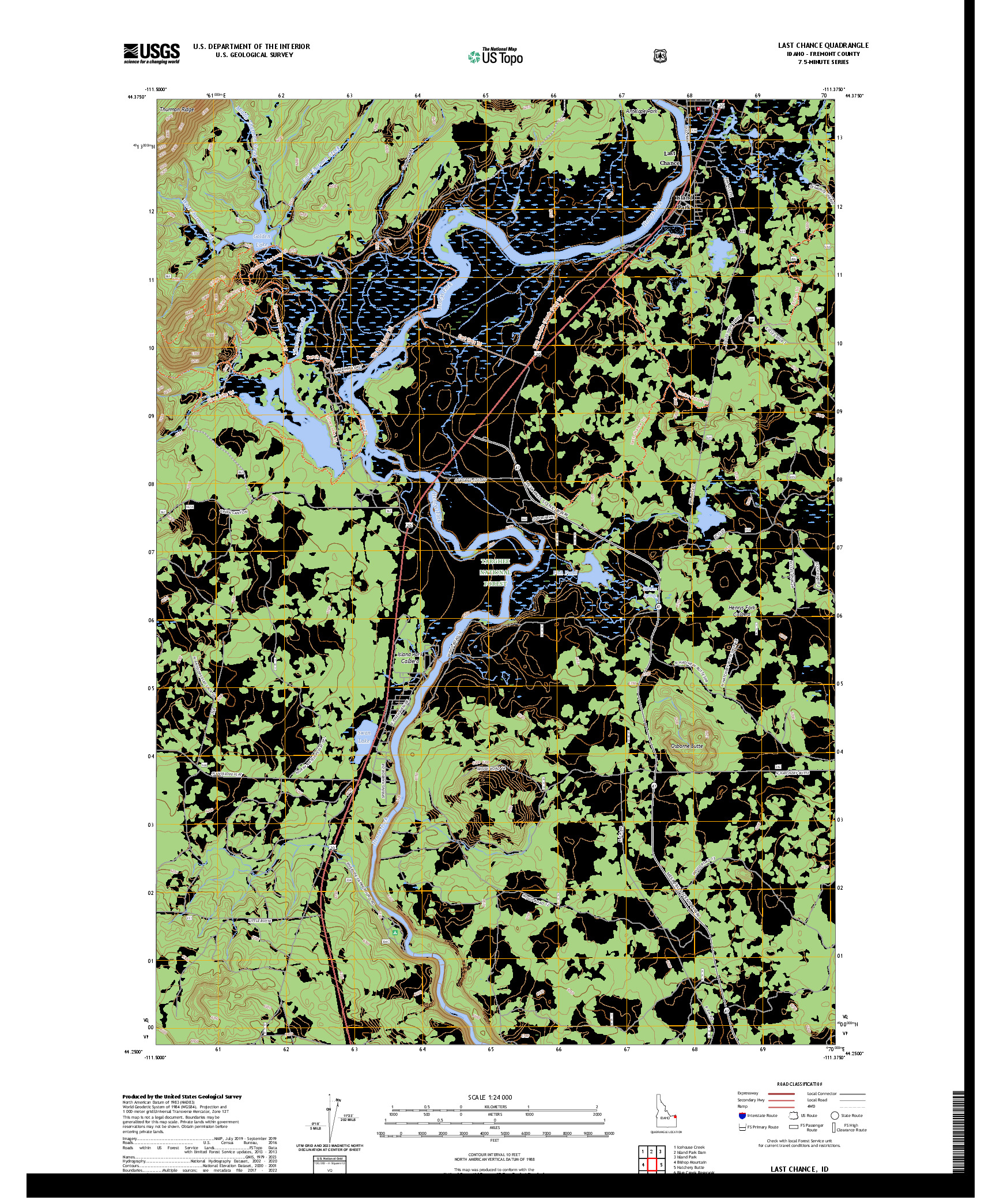 US TOPO 7.5-MINUTE MAP FOR LAST CHANCE, ID