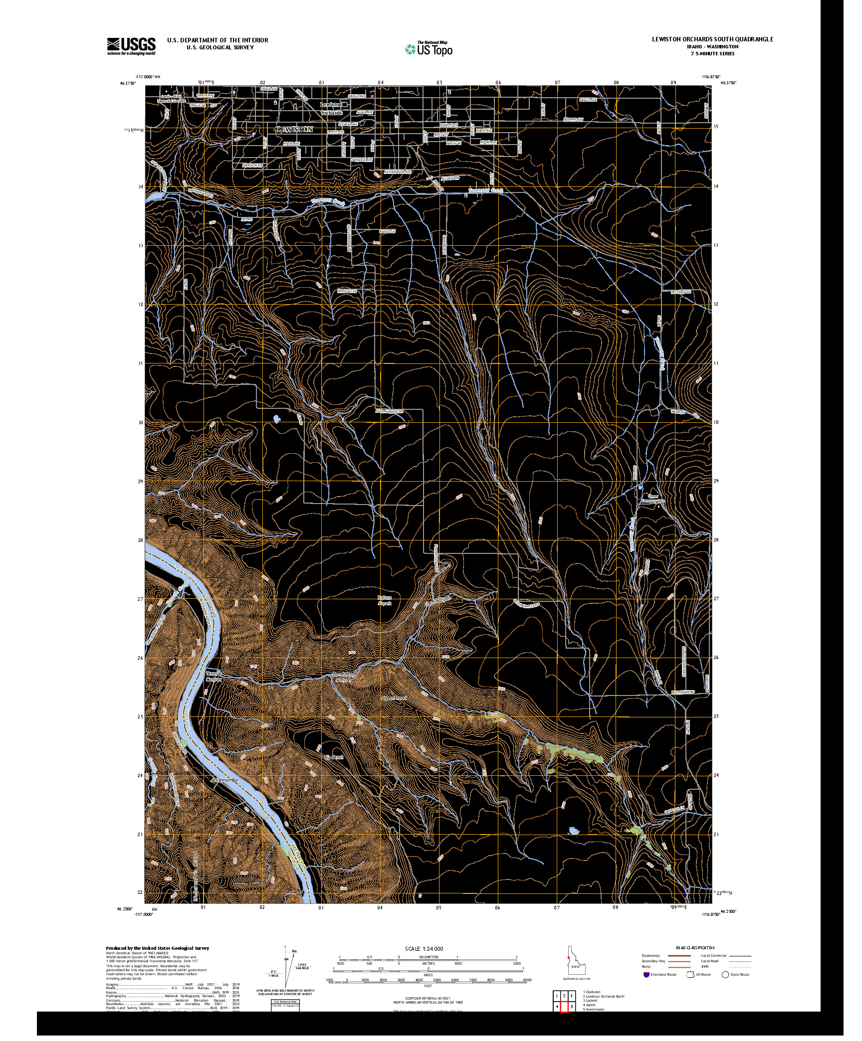US TOPO 7.5-MINUTE MAP FOR LEWISTON ORCHARDS SOUTH, ID,WA