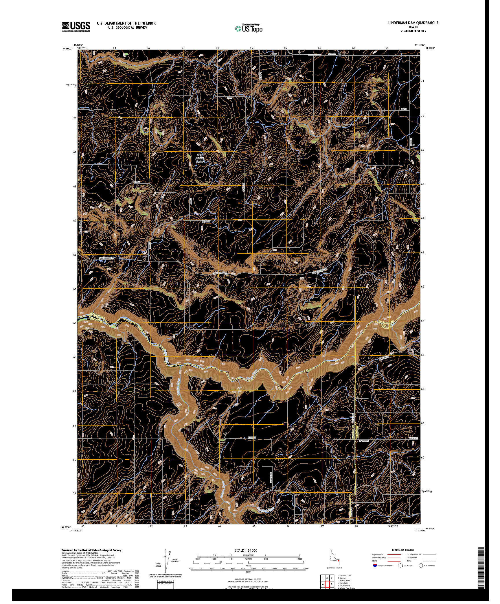 US TOPO 7.5-MINUTE MAP FOR LINDERMAN DAM, ID
