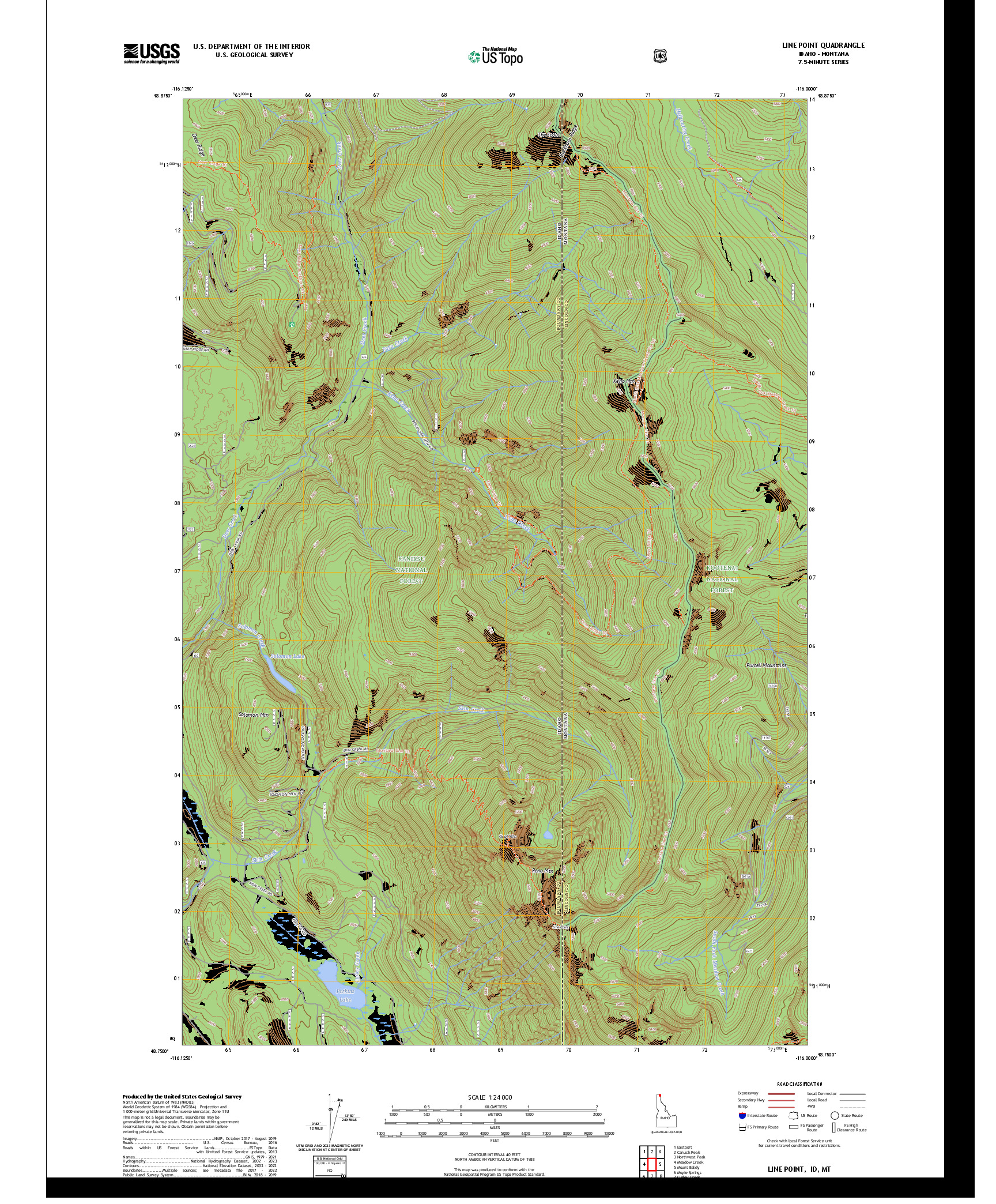 US TOPO 7.5-MINUTE MAP FOR LINE POINT, ID,MT