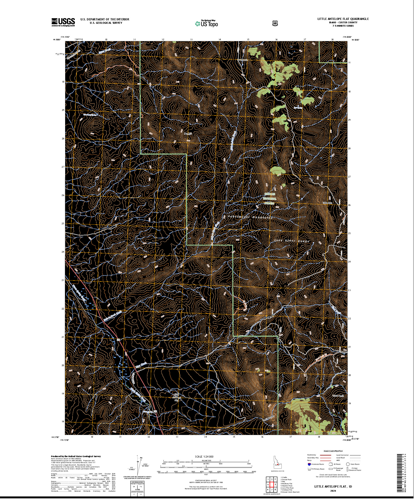 US TOPO 7.5-MINUTE MAP FOR LITTLE ANTELOPE FLAT, ID