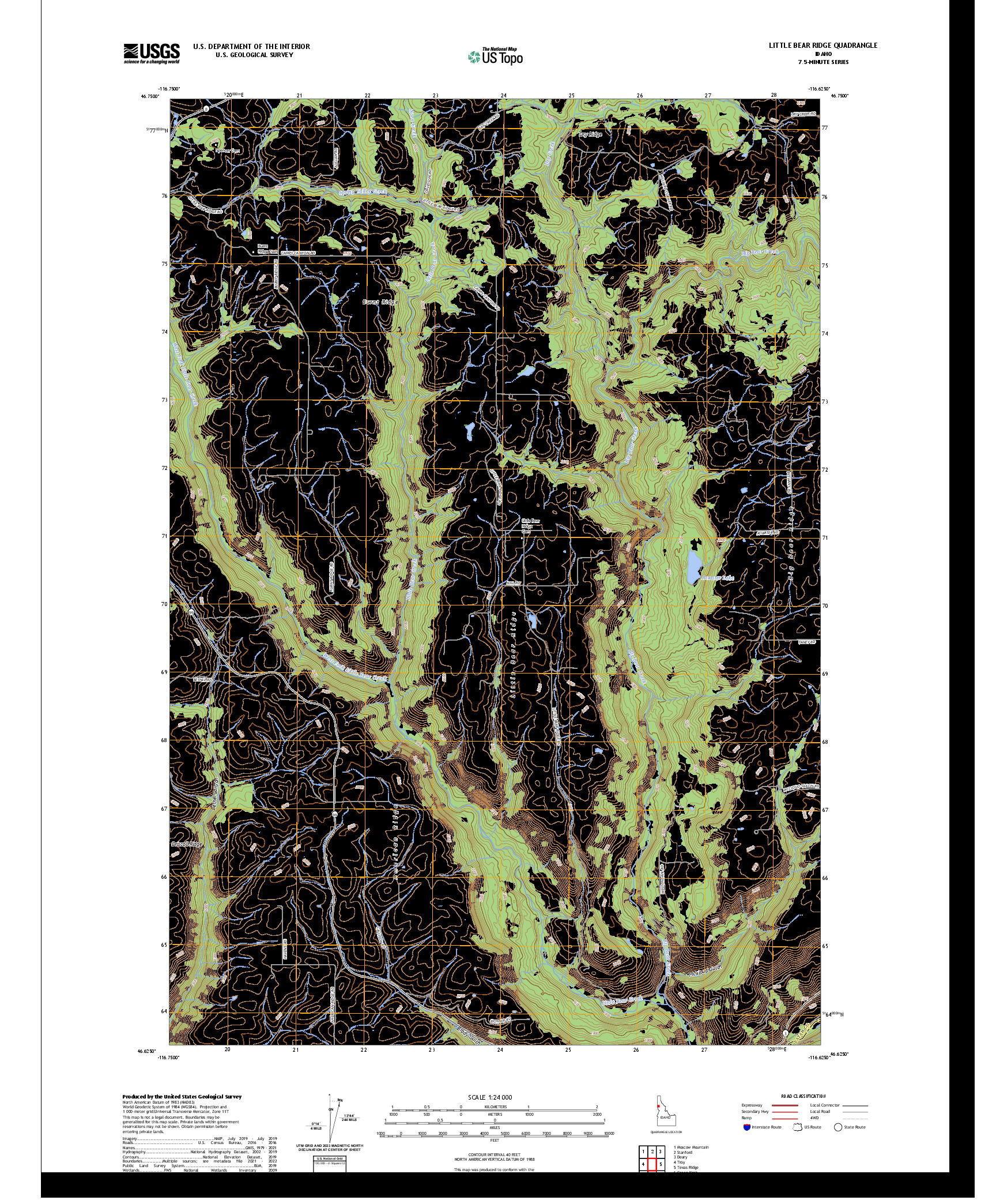 US TOPO 7.5-MINUTE MAP FOR LITTLE BEAR RIDGE, ID