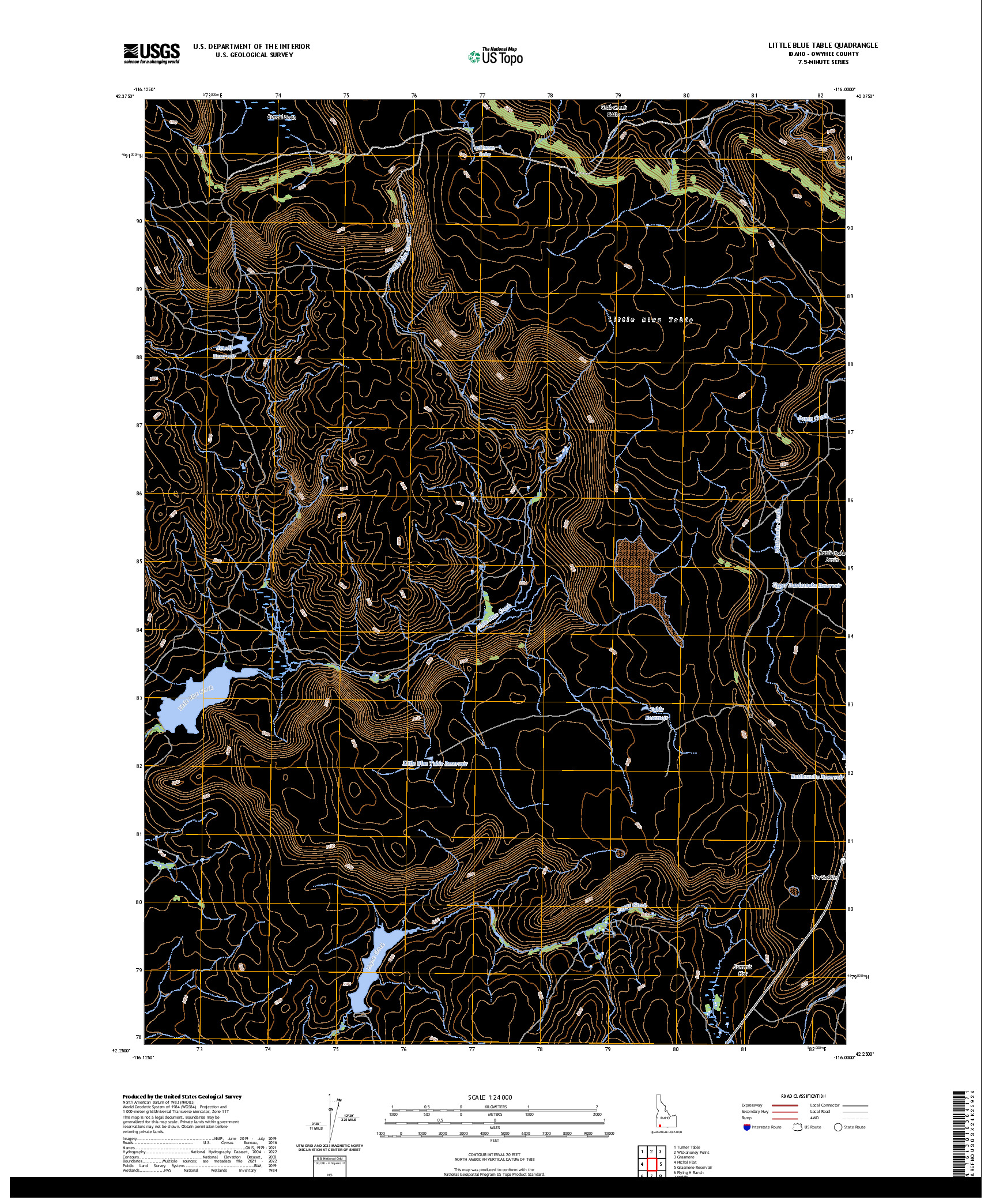US TOPO 7.5-MINUTE MAP FOR LITTLE BLUE TABLE, ID