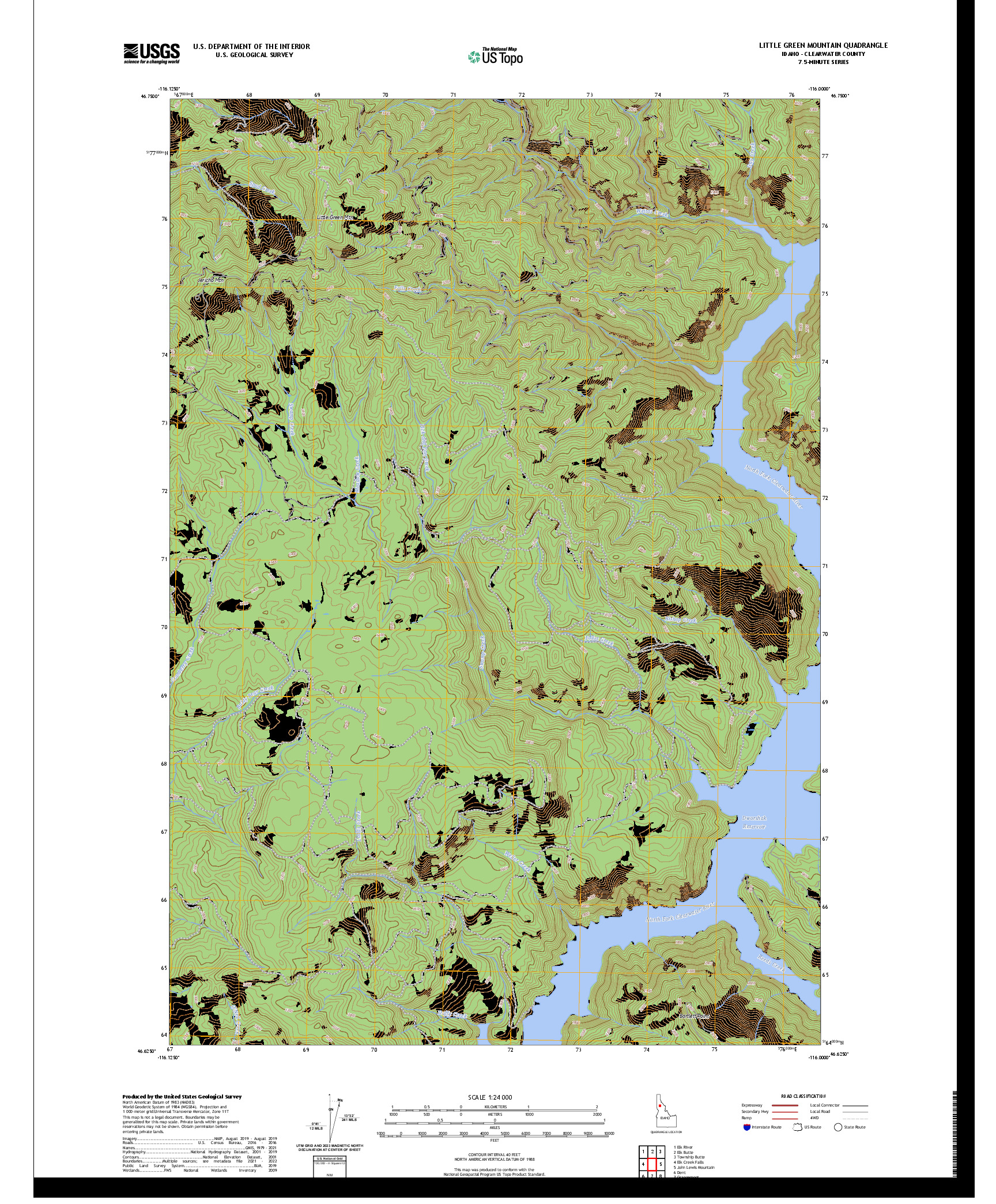 US TOPO 7.5-MINUTE MAP FOR LITTLE GREEN MOUNTAIN, ID