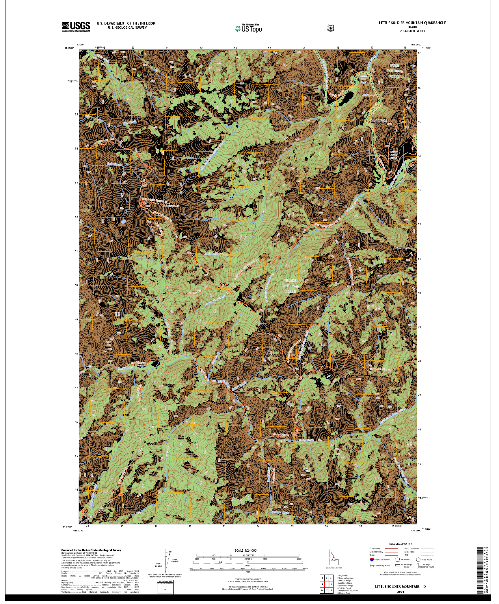 US TOPO 7.5-MINUTE MAP FOR LITTLE SOLDIER MOUNTAIN, ID