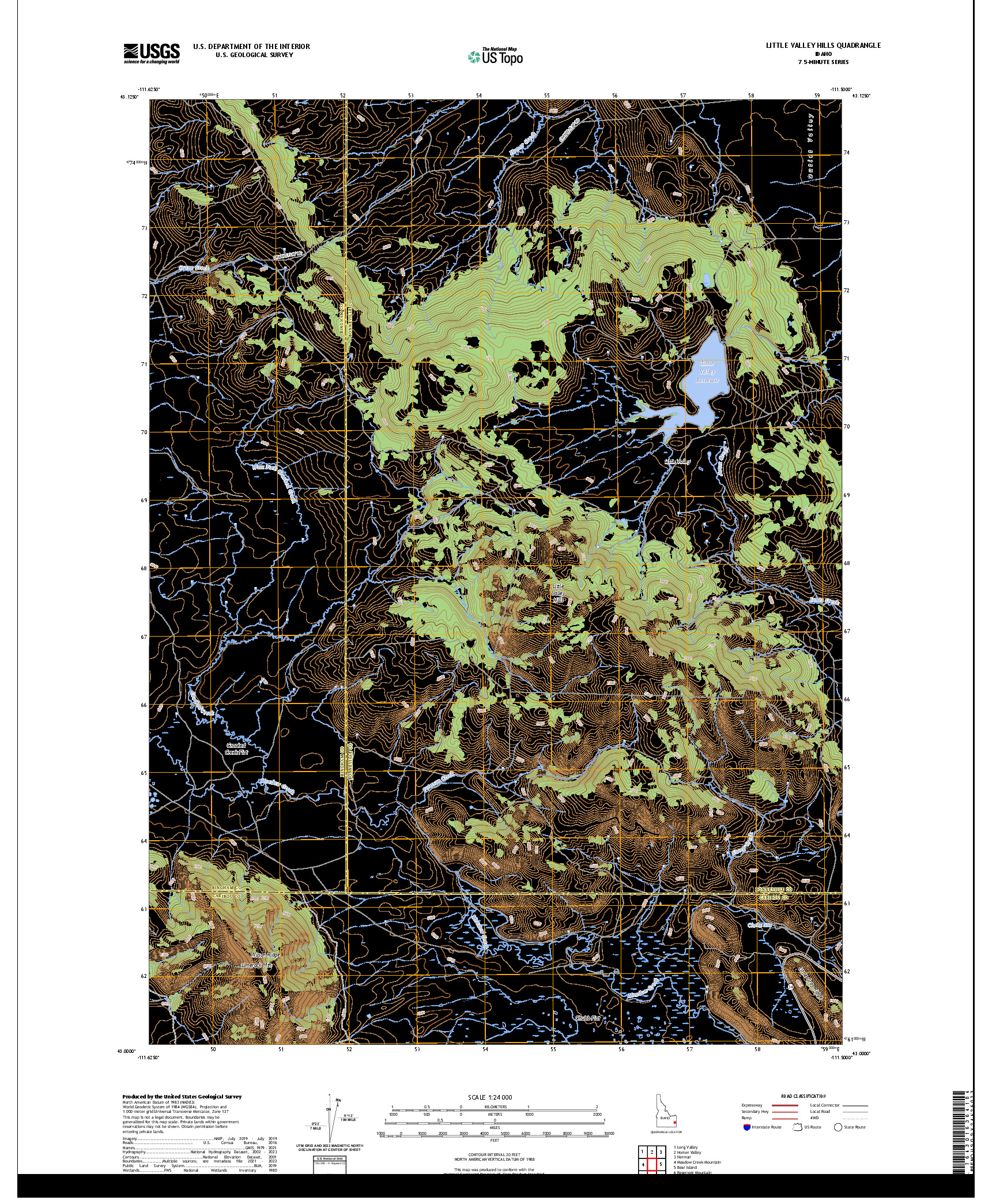 US TOPO 7.5-MINUTE MAP FOR LITTLE VALLEY HILLS, ID