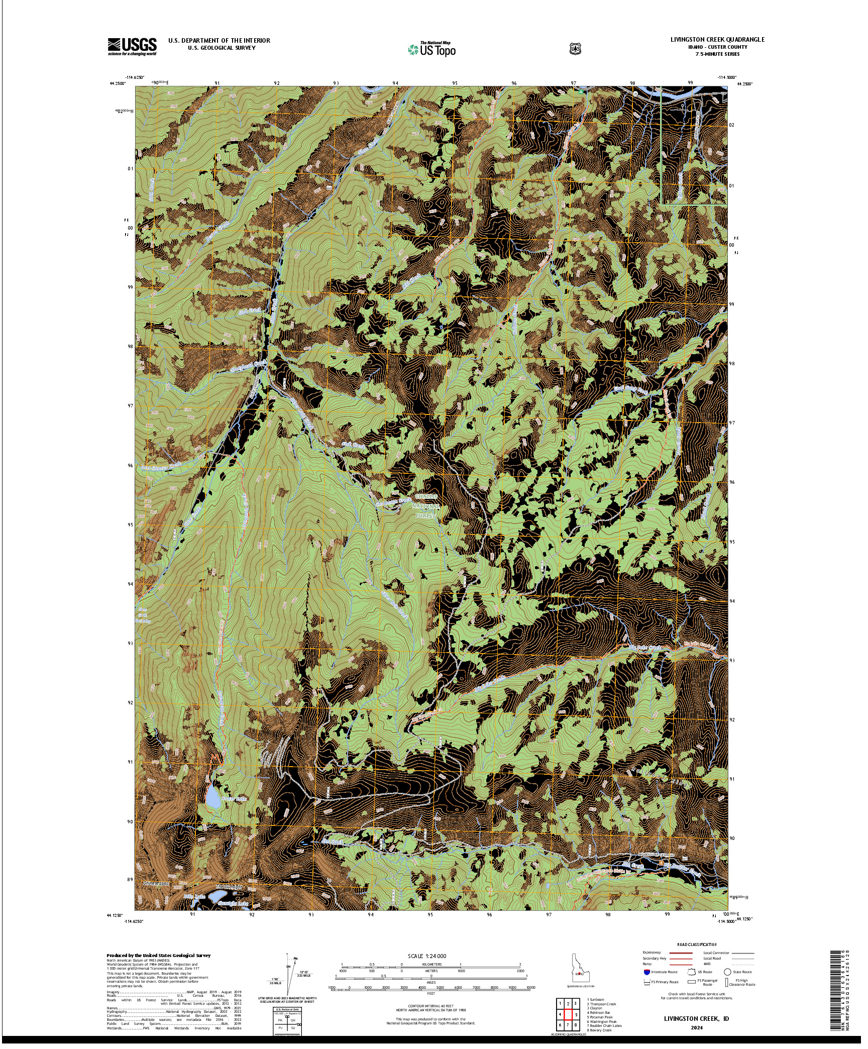 US TOPO 7.5-MINUTE MAP FOR LIVINGSTON CREEK, ID