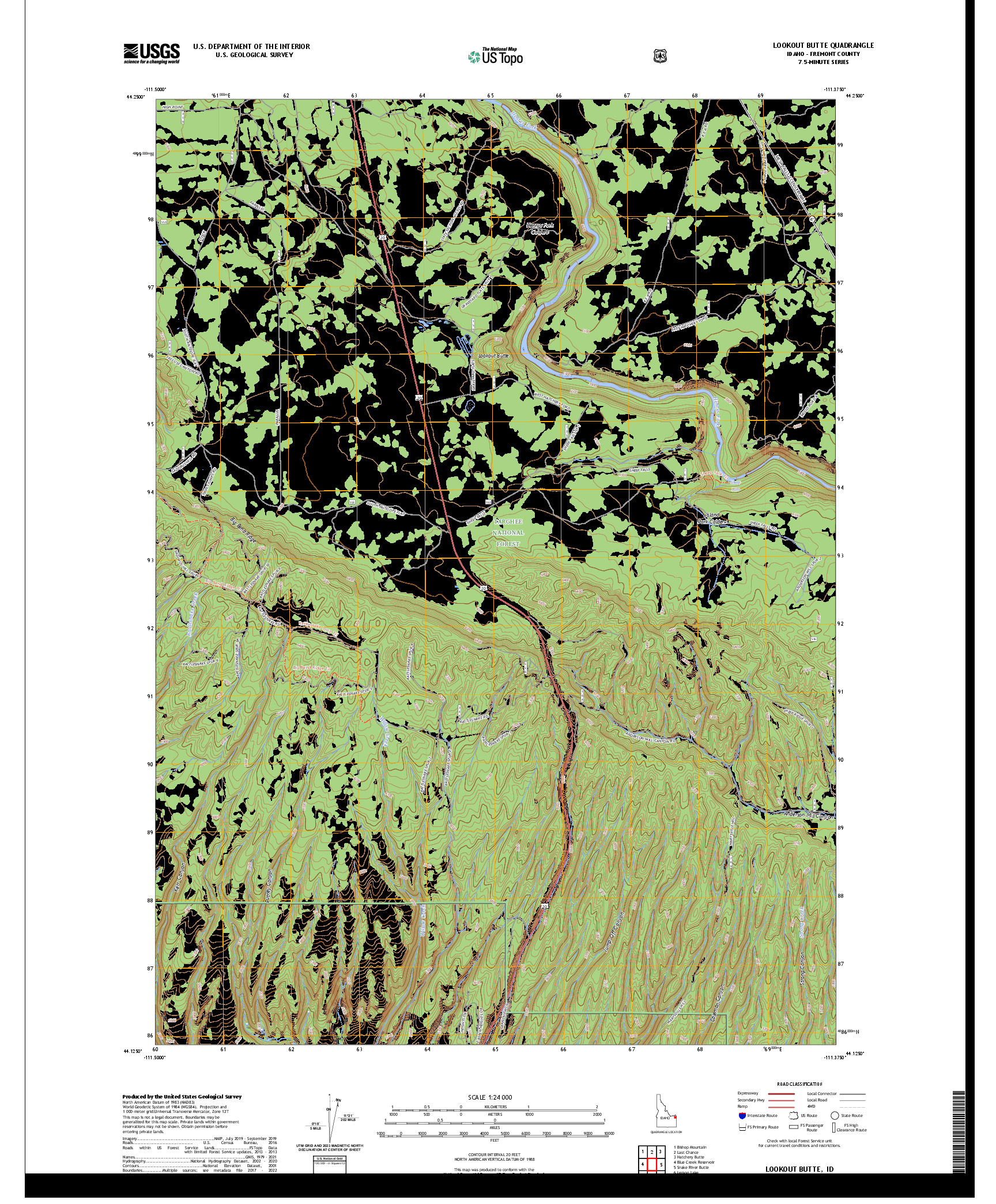 US TOPO 7.5-MINUTE MAP FOR LOOKOUT BUTTE, ID