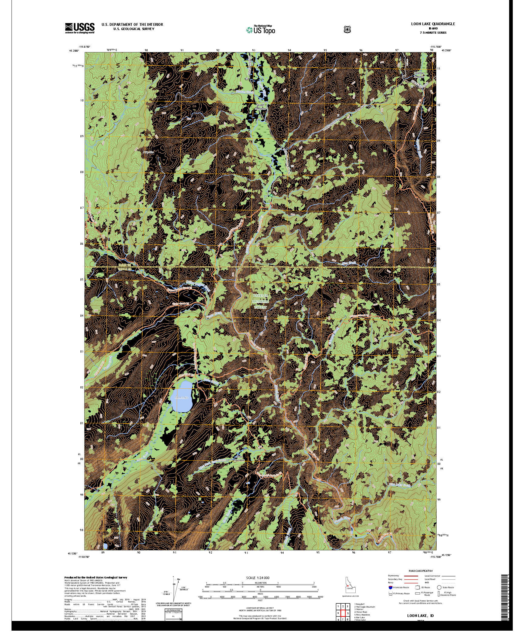 US TOPO 7.5-MINUTE MAP FOR LOON LAKE, ID