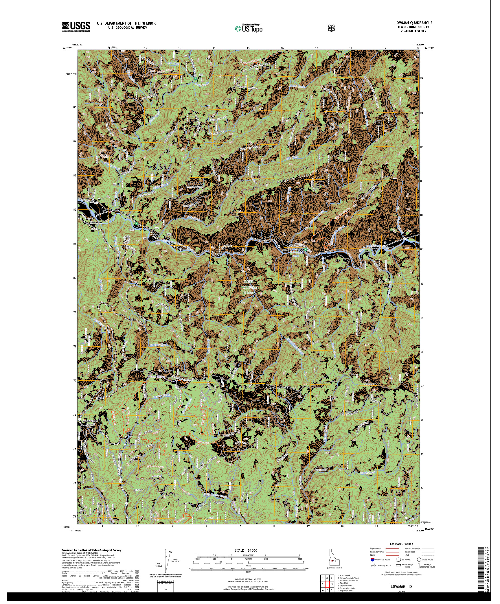 US TOPO 7.5-MINUTE MAP FOR LOWMAN, ID