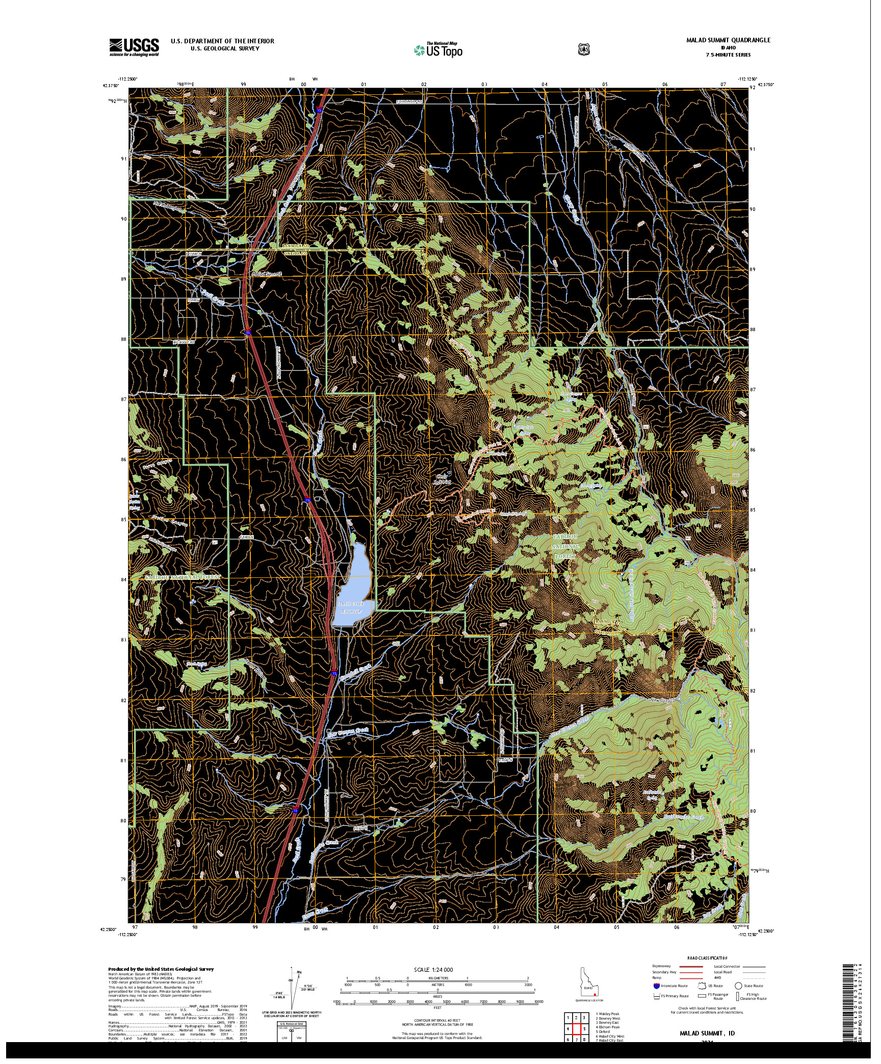 US TOPO 7.5-MINUTE MAP FOR MALAD SUMMIT, ID