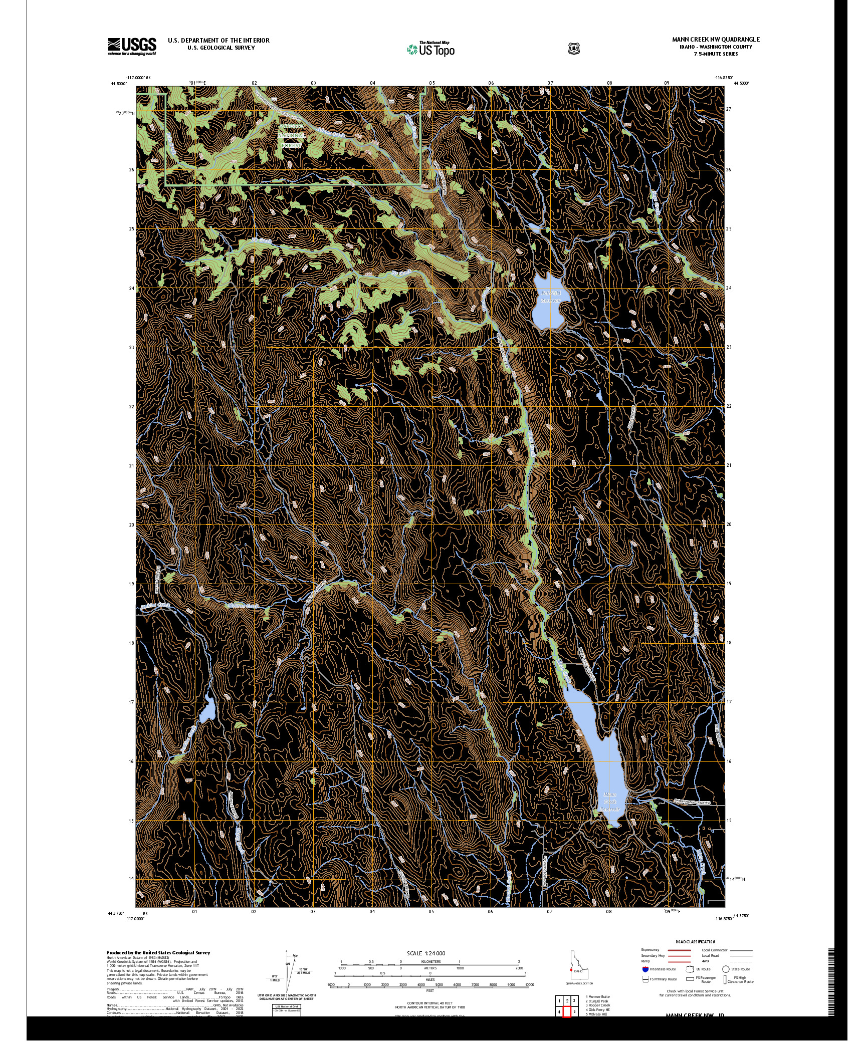 US TOPO 7.5-MINUTE MAP FOR MANN CREEK NW, ID