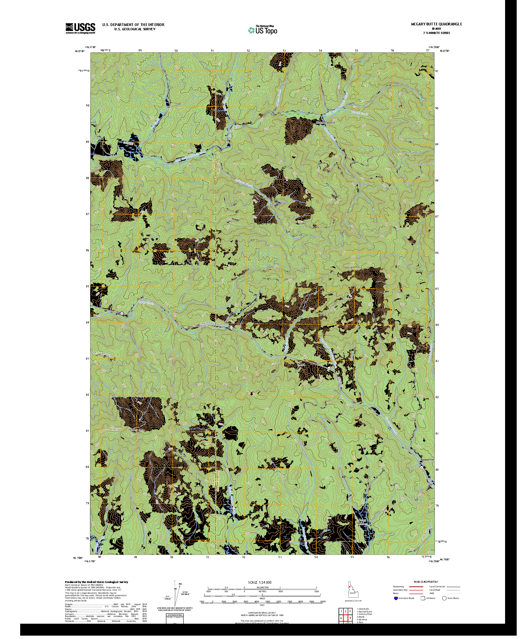 US TOPO 7.5-MINUTE MAP FOR MCGARY BUTTE, ID