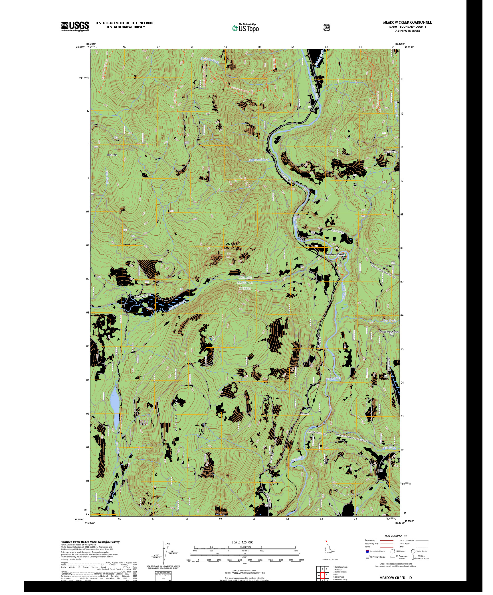 US TOPO 7.5-MINUTE MAP FOR MEADOW CREEK, ID