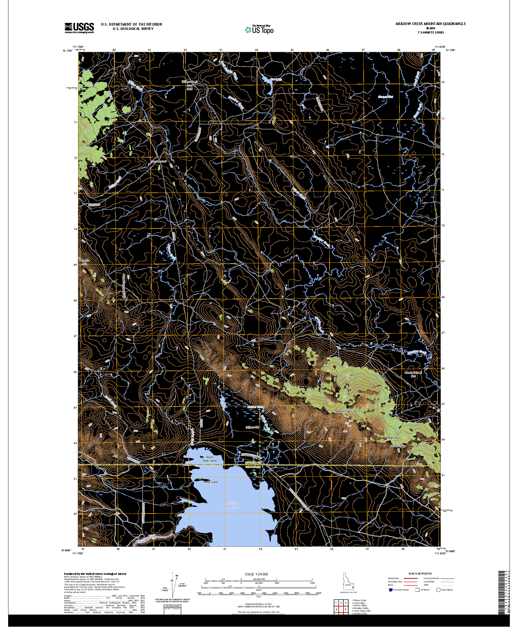 US TOPO 7.5-MINUTE MAP FOR MEADOW CREEK MOUNTAIN, ID