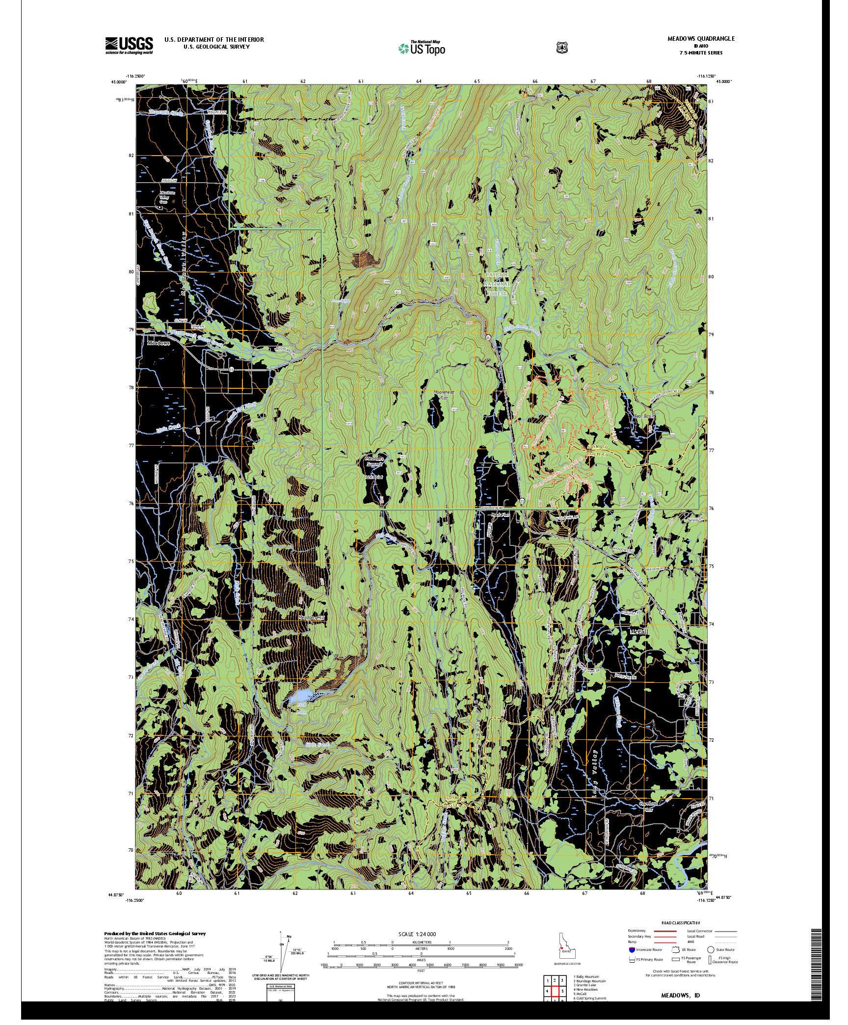 US TOPO 7.5-MINUTE MAP FOR MEADOWS, ID