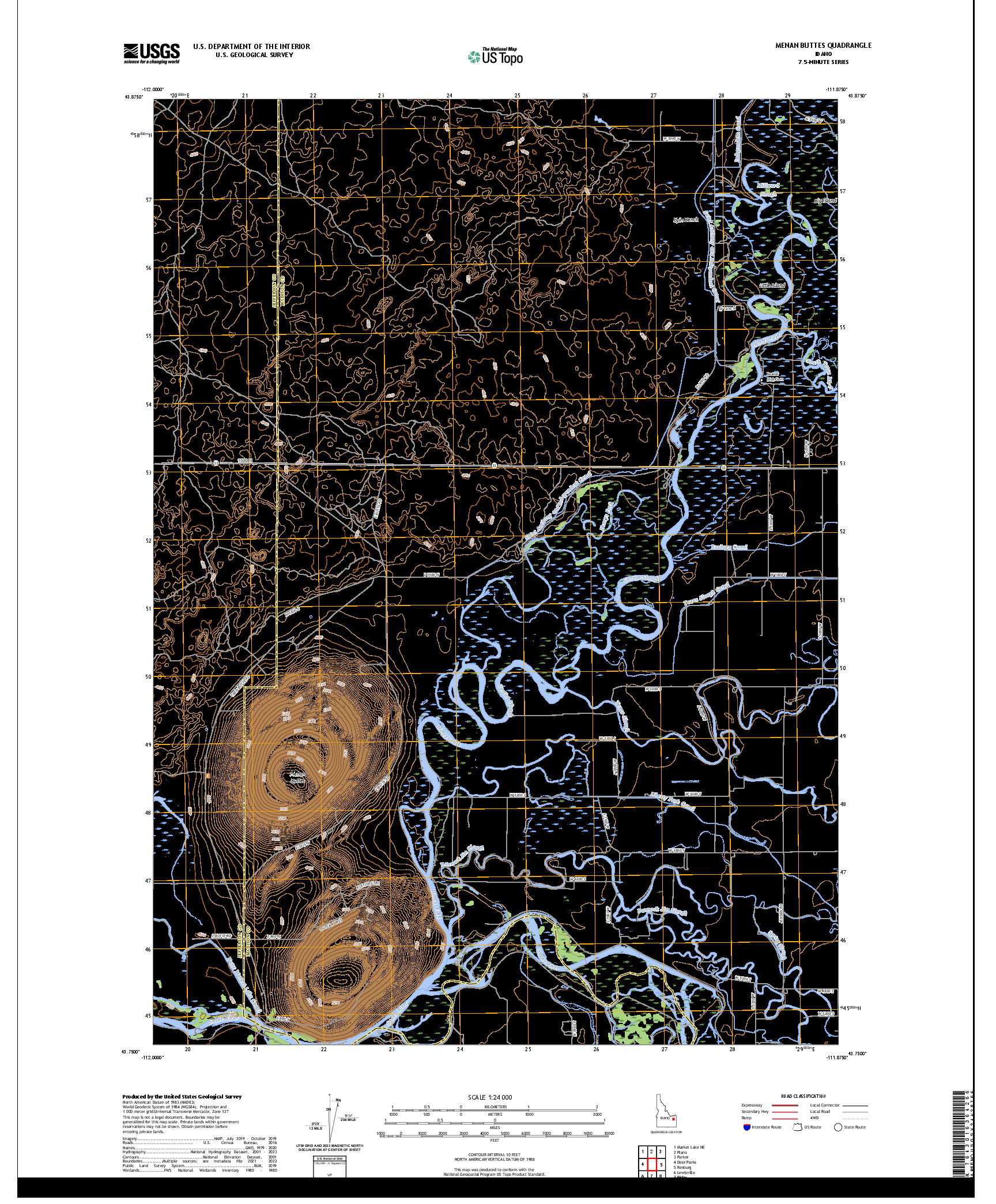 US TOPO 7.5-MINUTE MAP FOR MENAN BUTTES, ID