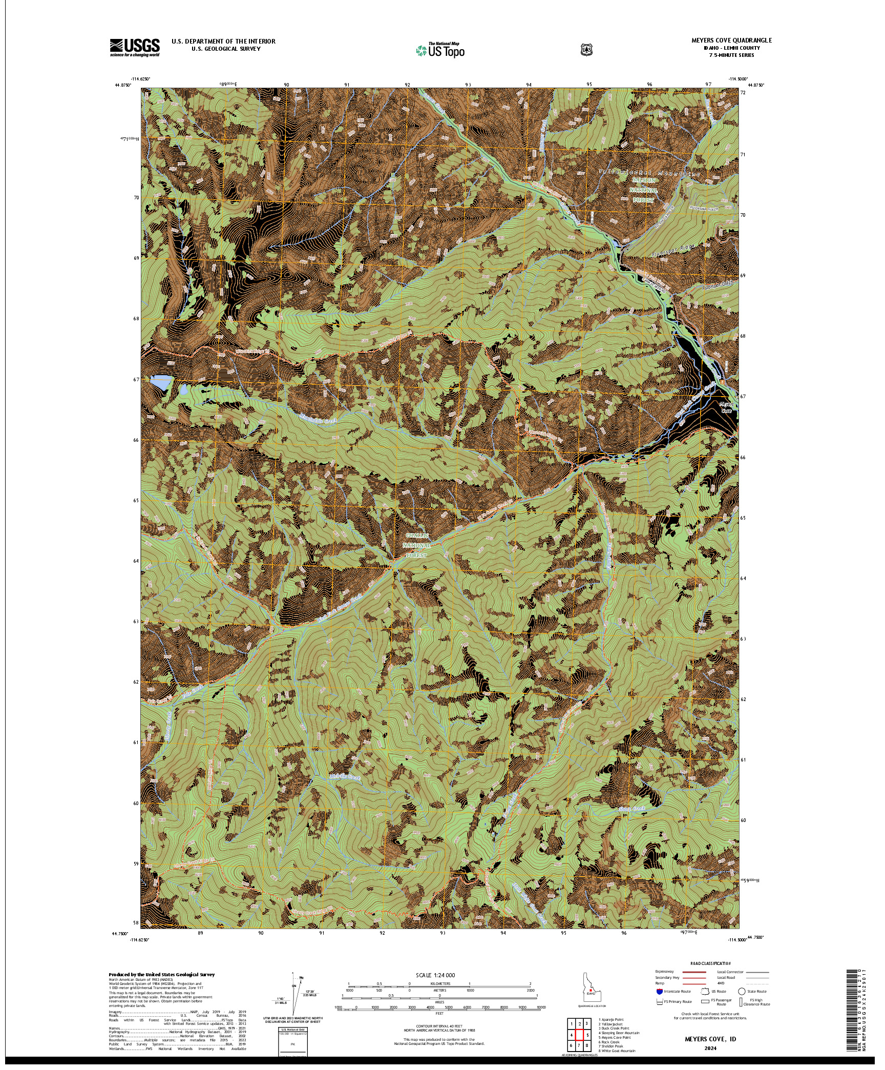 US TOPO 7.5-MINUTE MAP FOR MEYERS COVE, ID