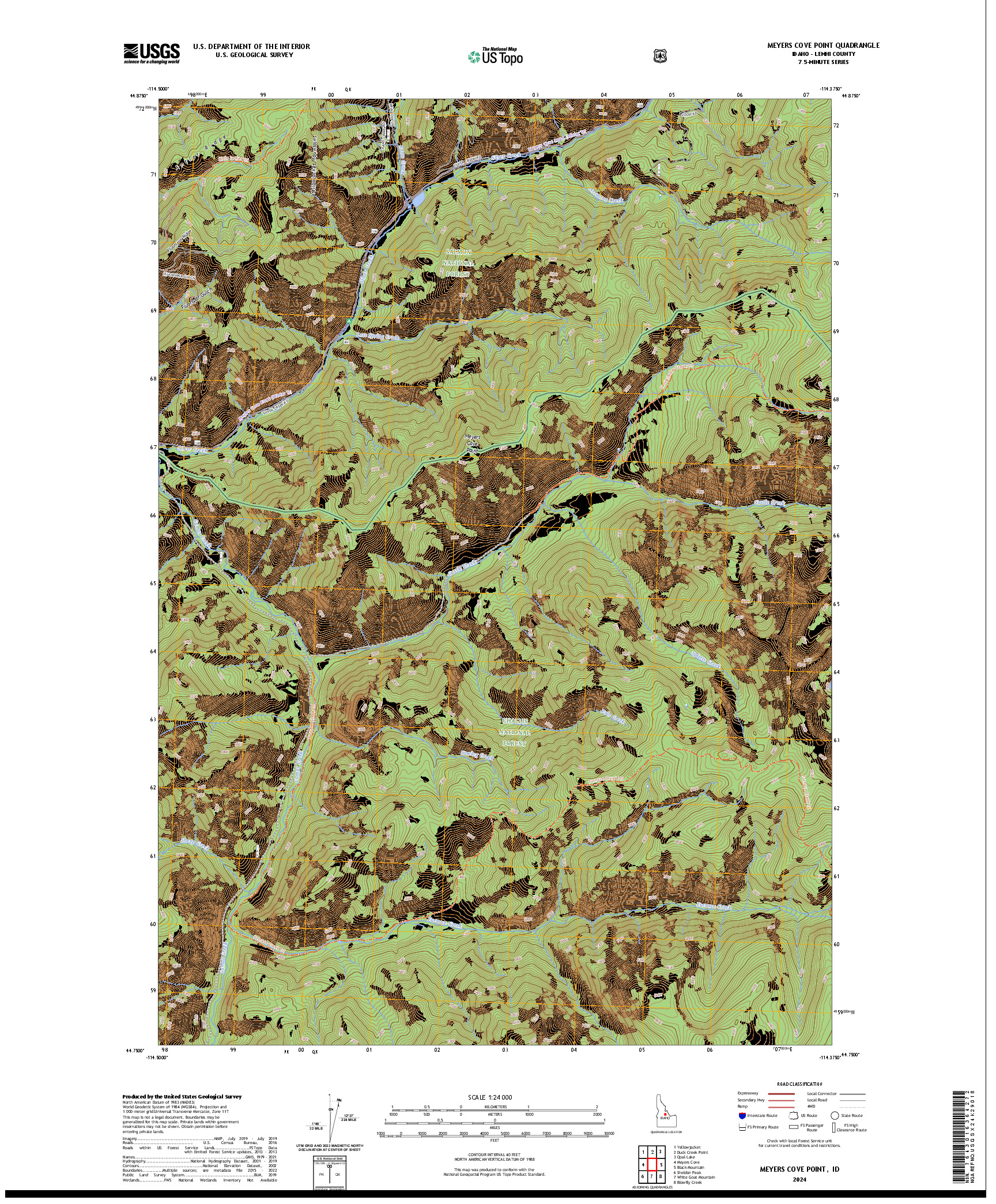 US TOPO 7.5-MINUTE MAP FOR MEYERS COVE POINT, ID