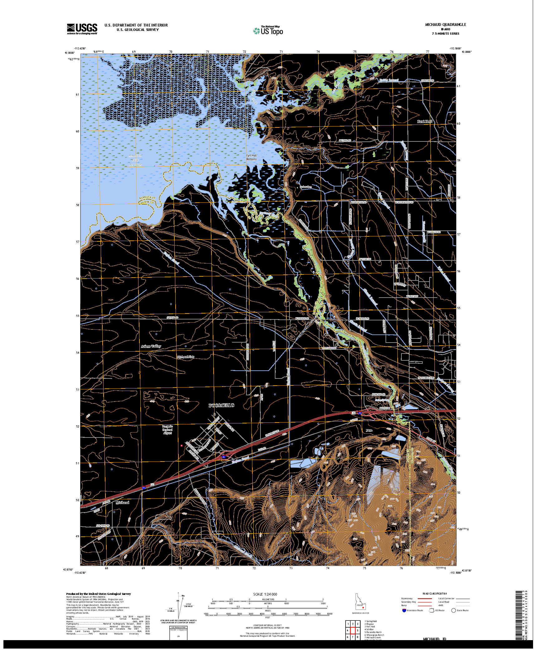 US TOPO 7.5-MINUTE MAP FOR MICHAUD, ID