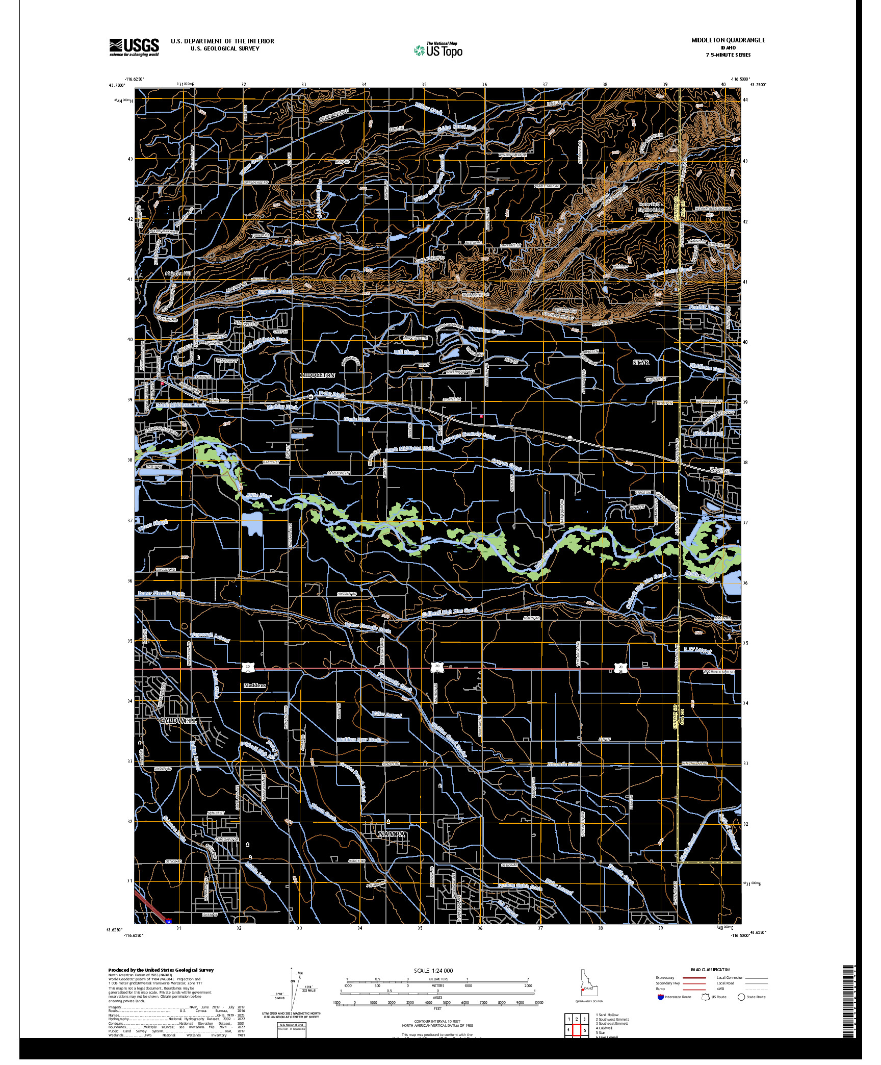 US TOPO 7.5-MINUTE MAP FOR MIDDLETON, ID