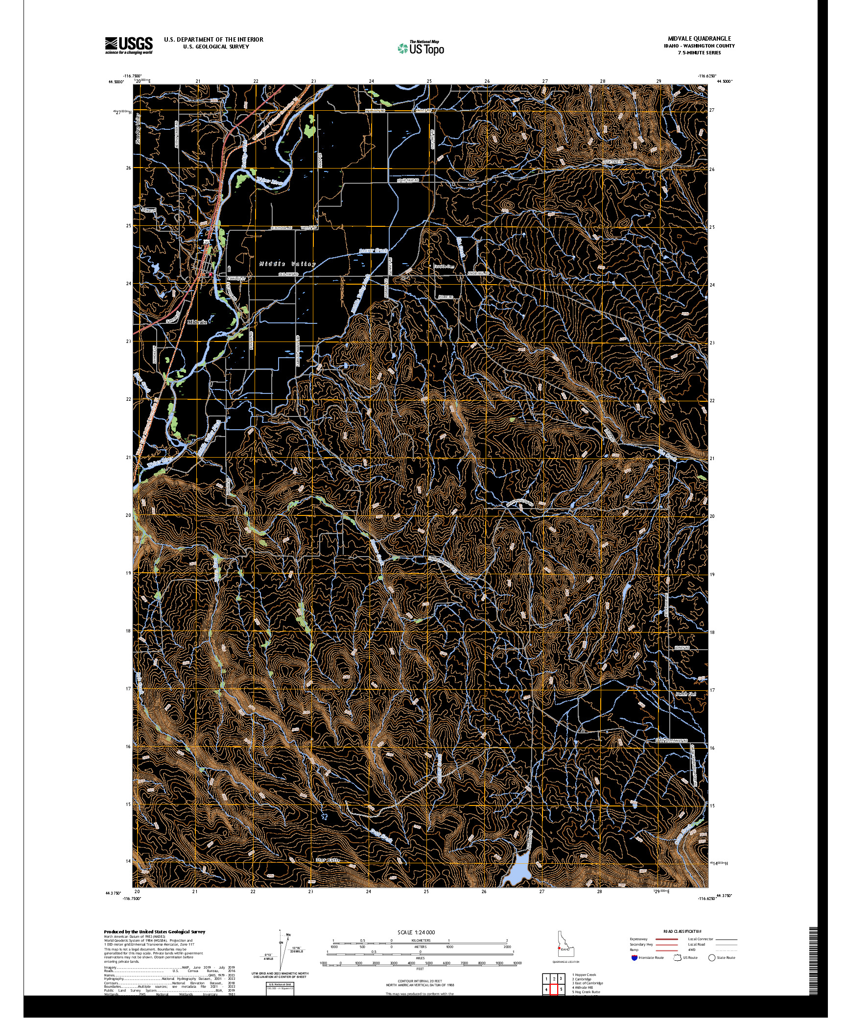 US TOPO 7.5-MINUTE MAP FOR MIDVALE, ID