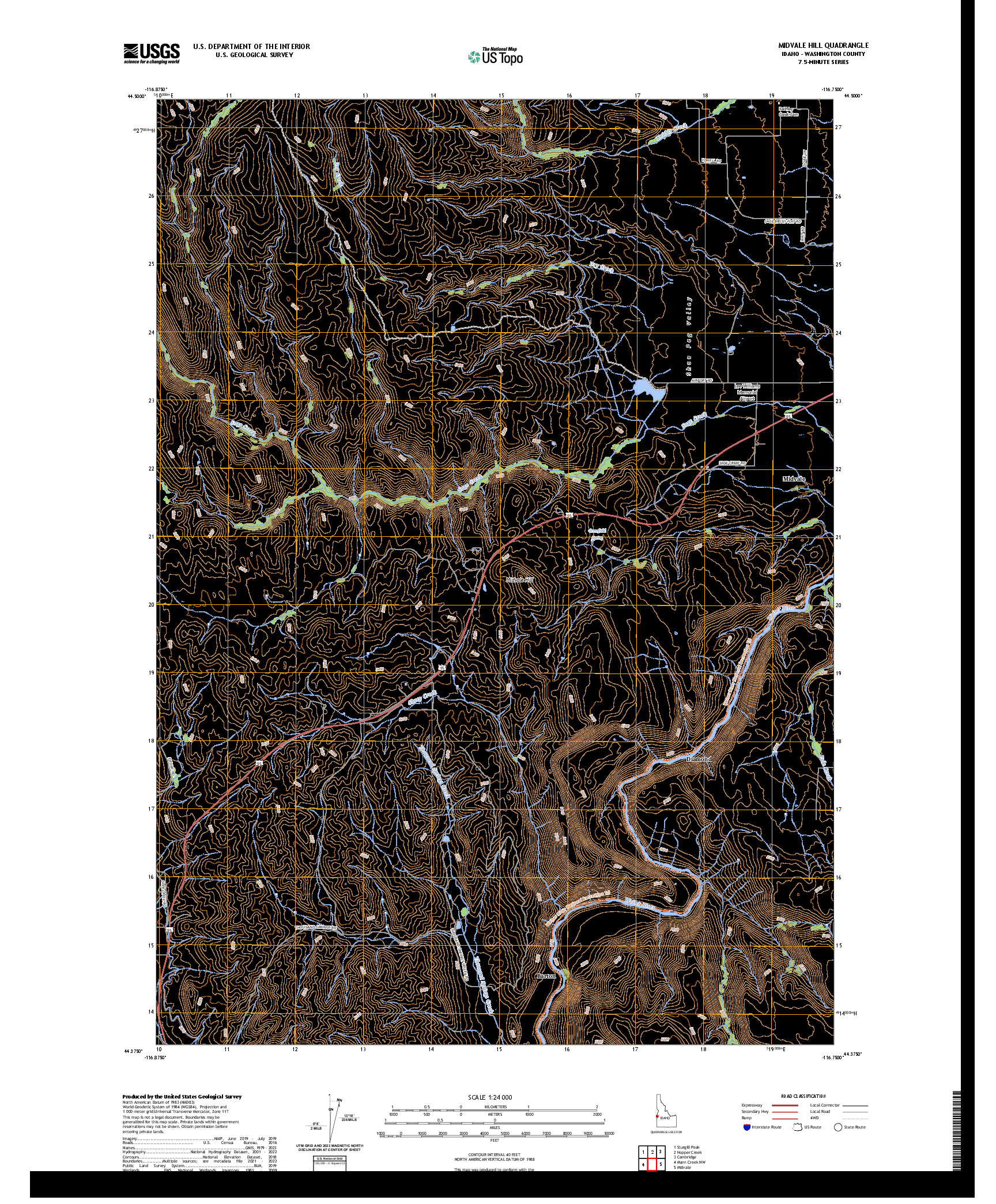 US TOPO 7.5-MINUTE MAP FOR MIDVALE HILL, ID