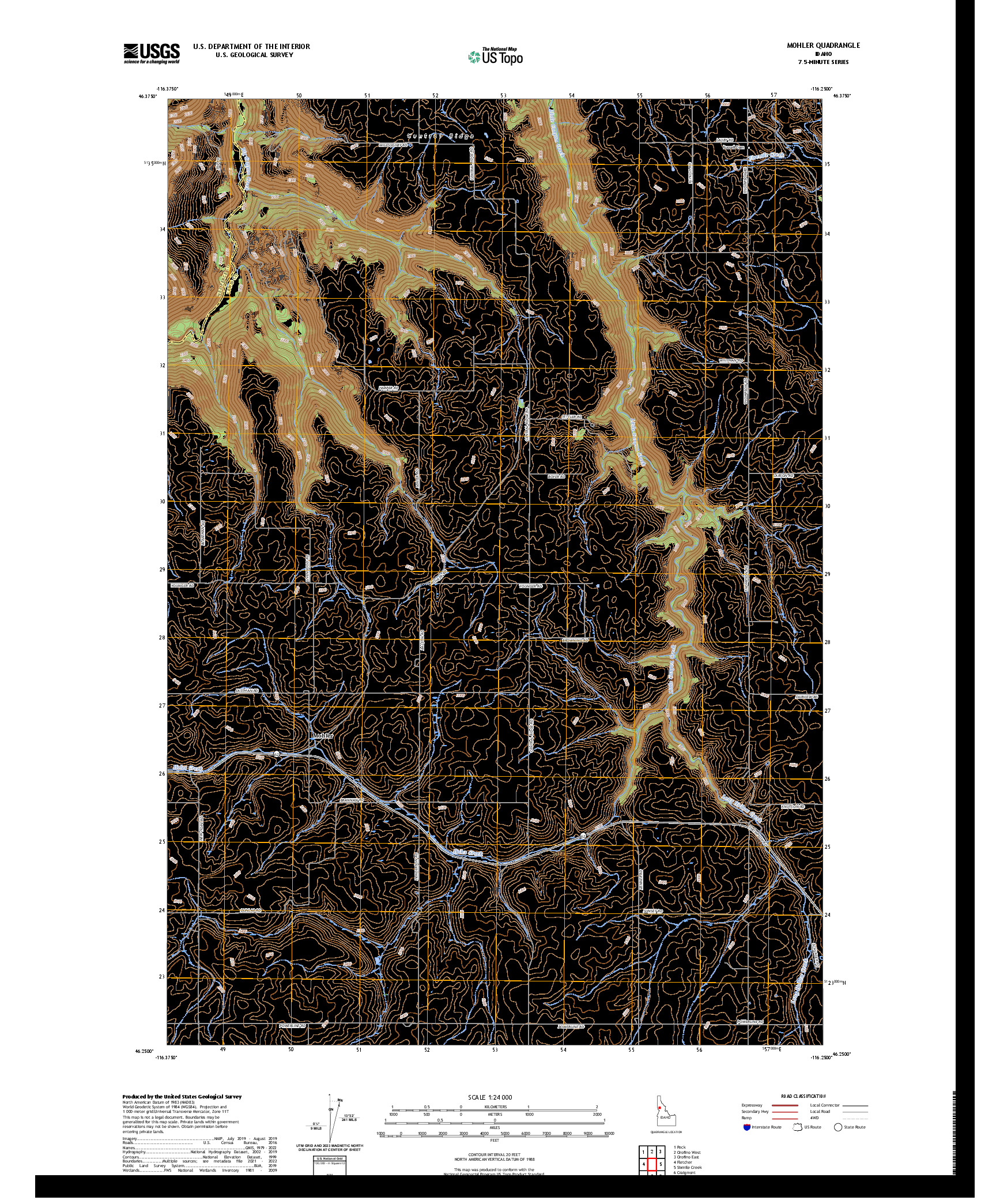 US TOPO 7.5-MINUTE MAP FOR MOHLER, ID