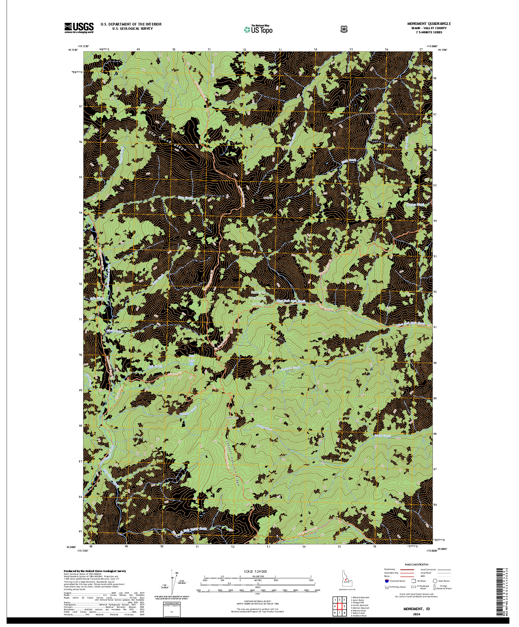 US TOPO 7.5-MINUTE MAP FOR MONUMENT, ID