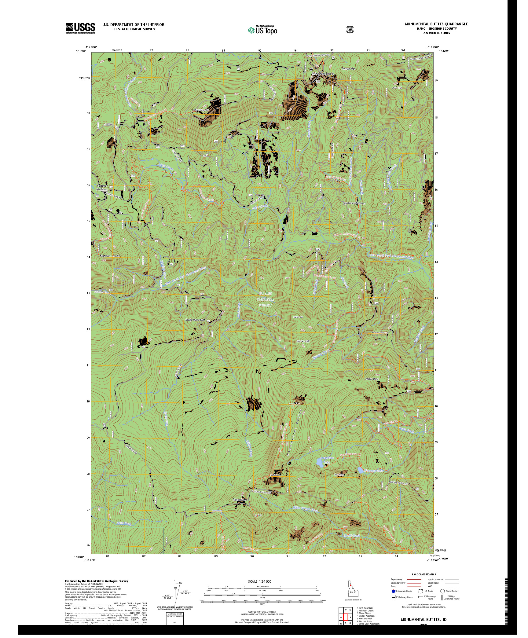 US TOPO 7.5-MINUTE MAP FOR MONUMENTAL BUTTES, ID