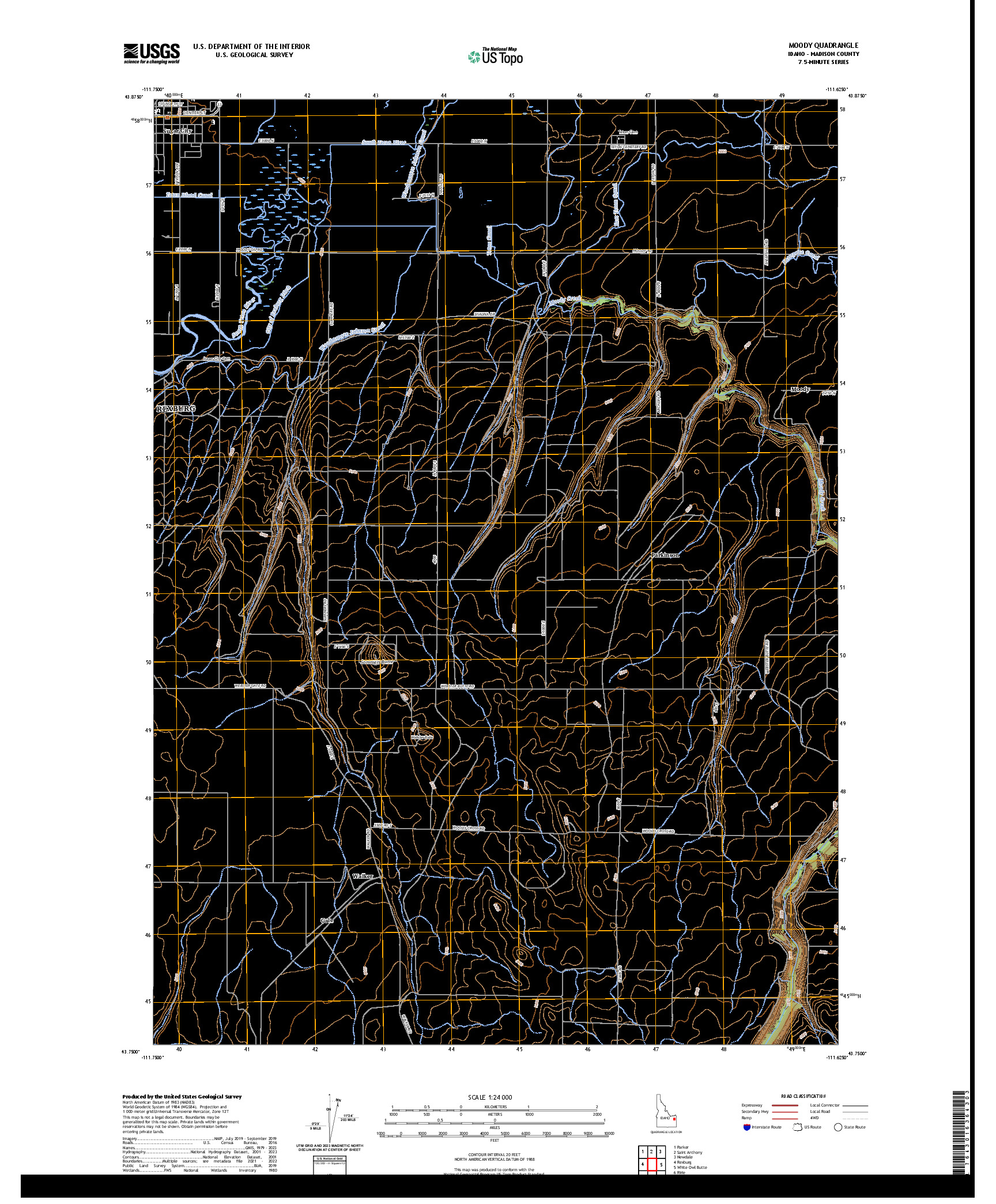 US TOPO 7.5-MINUTE MAP FOR MOODY, ID